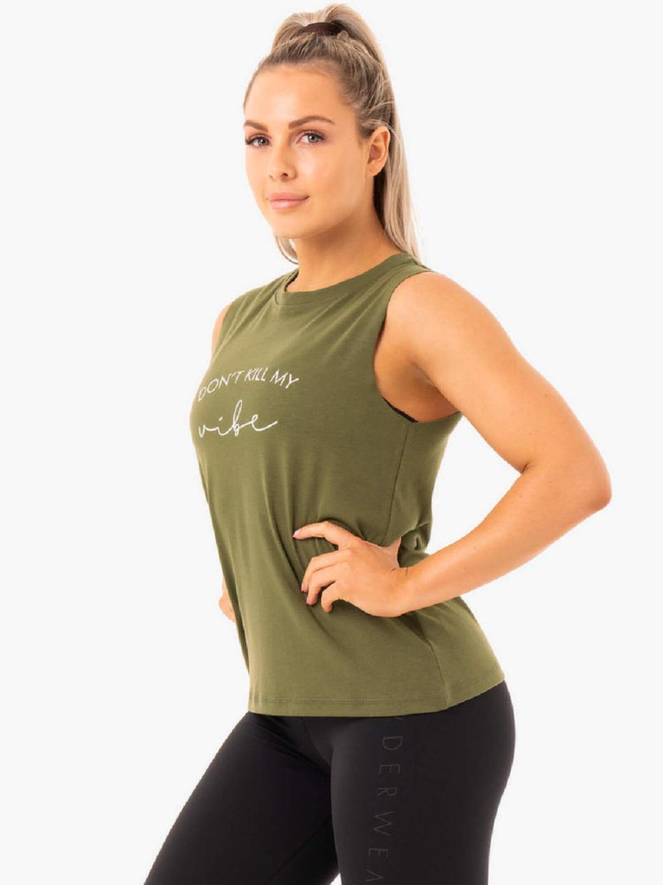 Khaki Women's Ryderwear Ladies Baller Tanks | FG46099