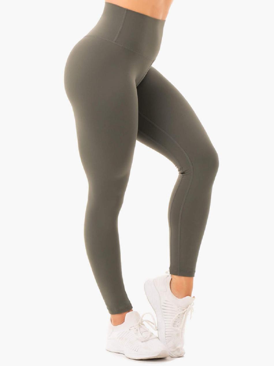 Khaki Women's Ryderwear NKD High Waisted Leggings | 46GA20171