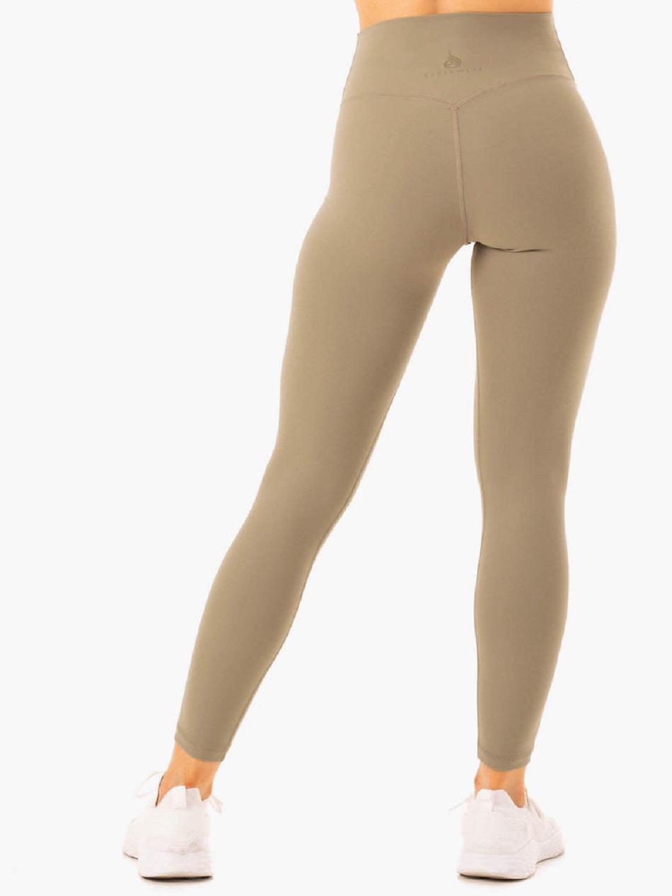 Khaki Women's Ryderwear NKD Refine High Waisted Leggings | 41YH68975