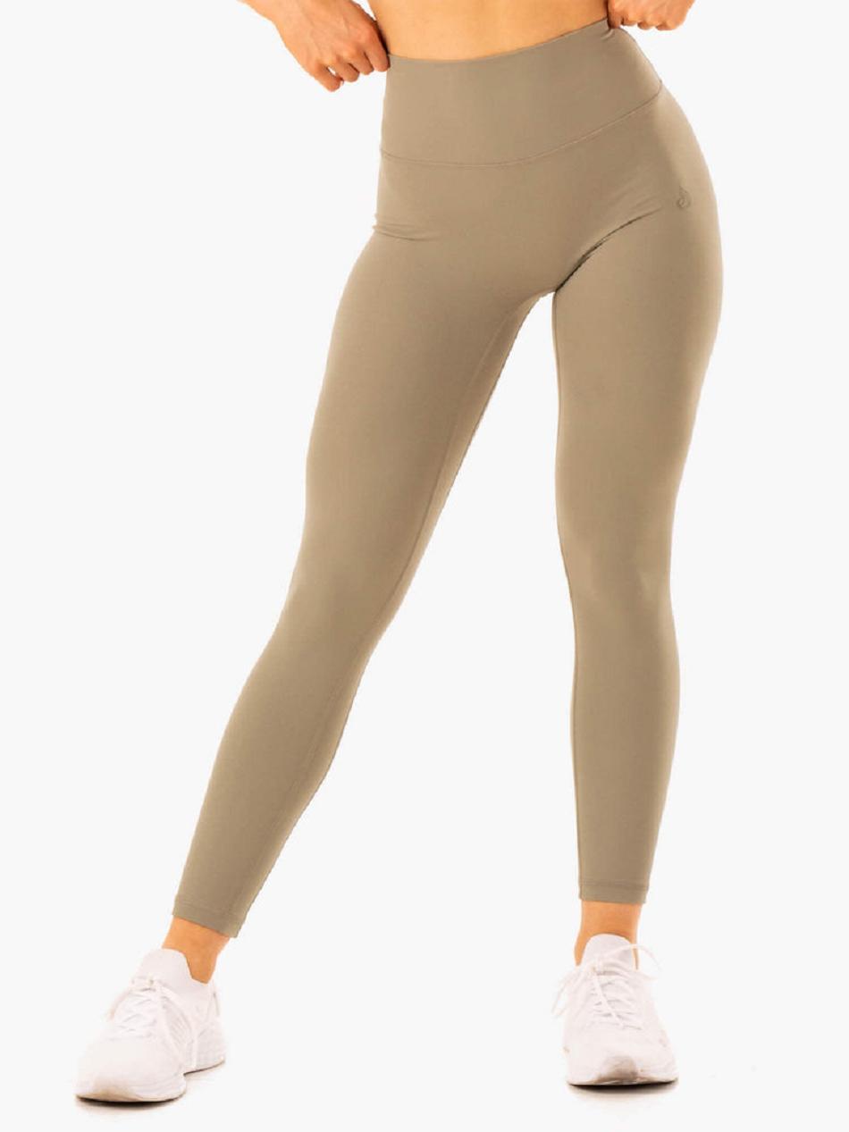 Khaki Women\'s Ryderwear NKD Refine High Waisted Leggings | 41YH68975