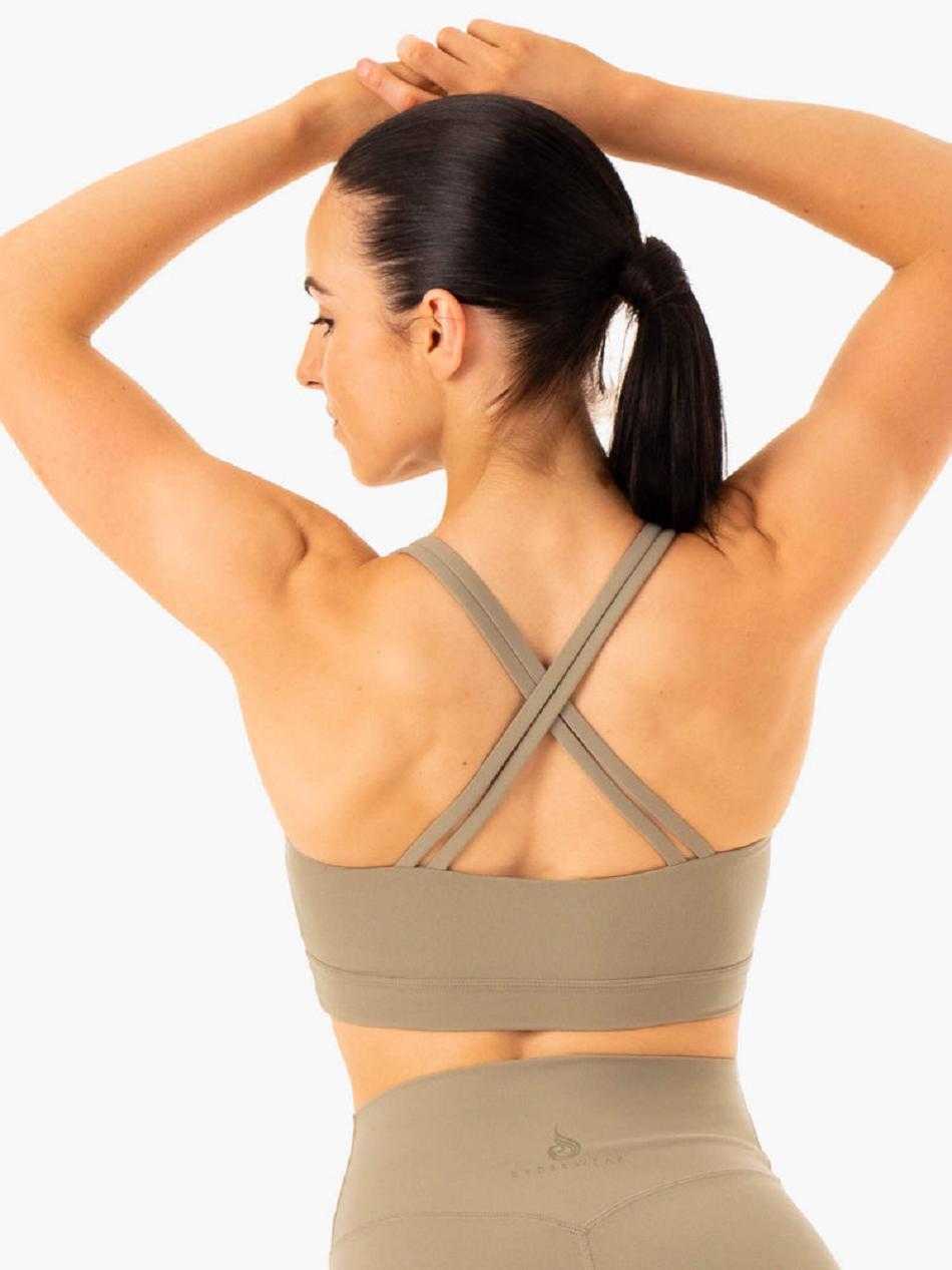 Khaki Women's Ryderwear NKD Refine Sports Bras | A2X41703