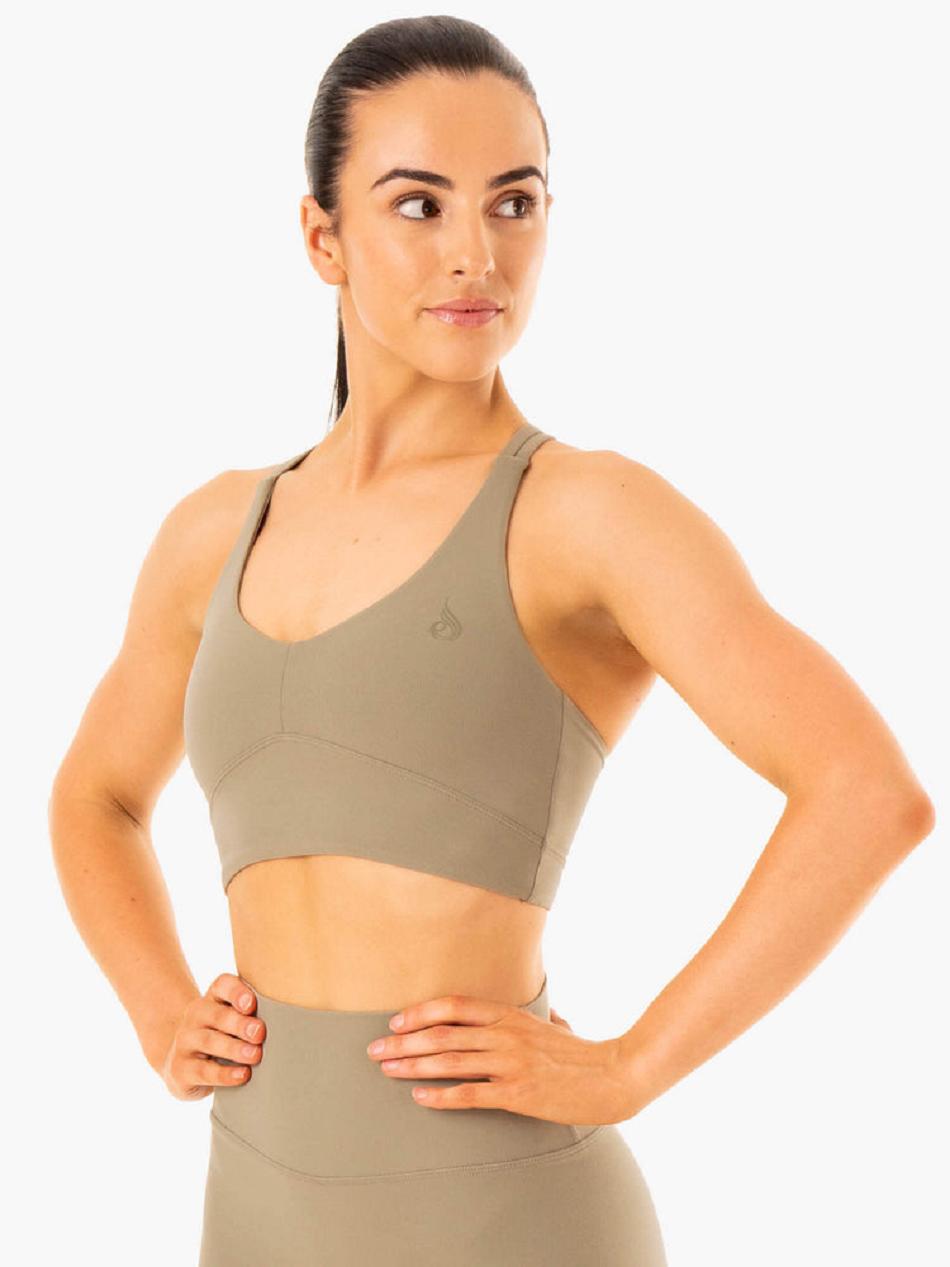 Khaki Women's Ryderwear NKD Refine Sports Bras | A2X41703