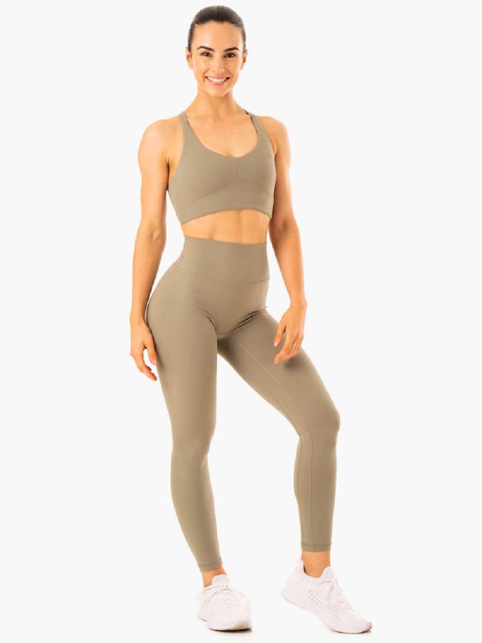 Khaki Women's Ryderwear NKD Refine Sports Bras | A2X41703