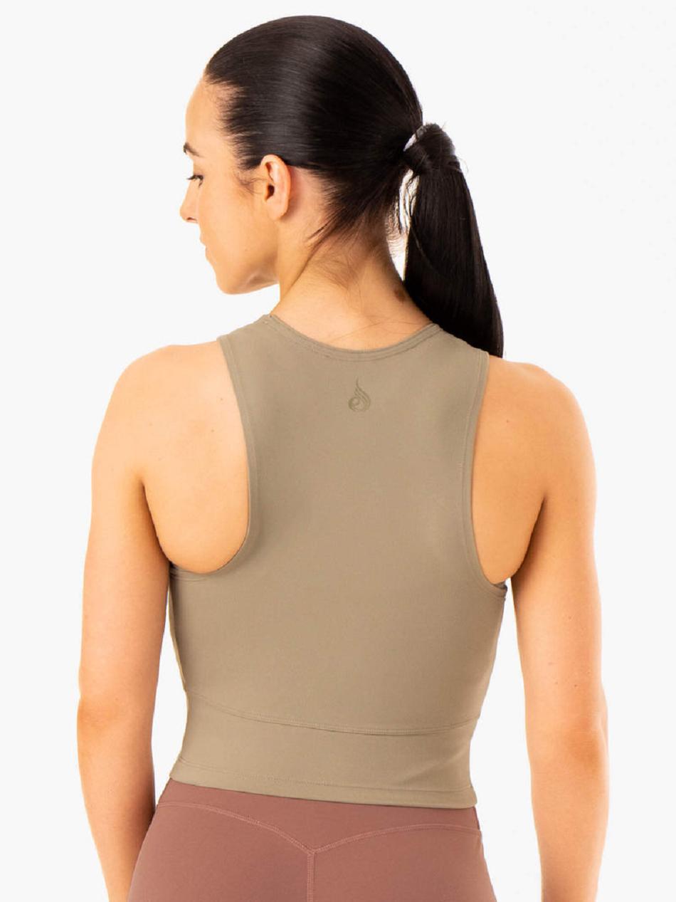 Khaki Women's Ryderwear NKD Refine Tank Top | 6Y6577320