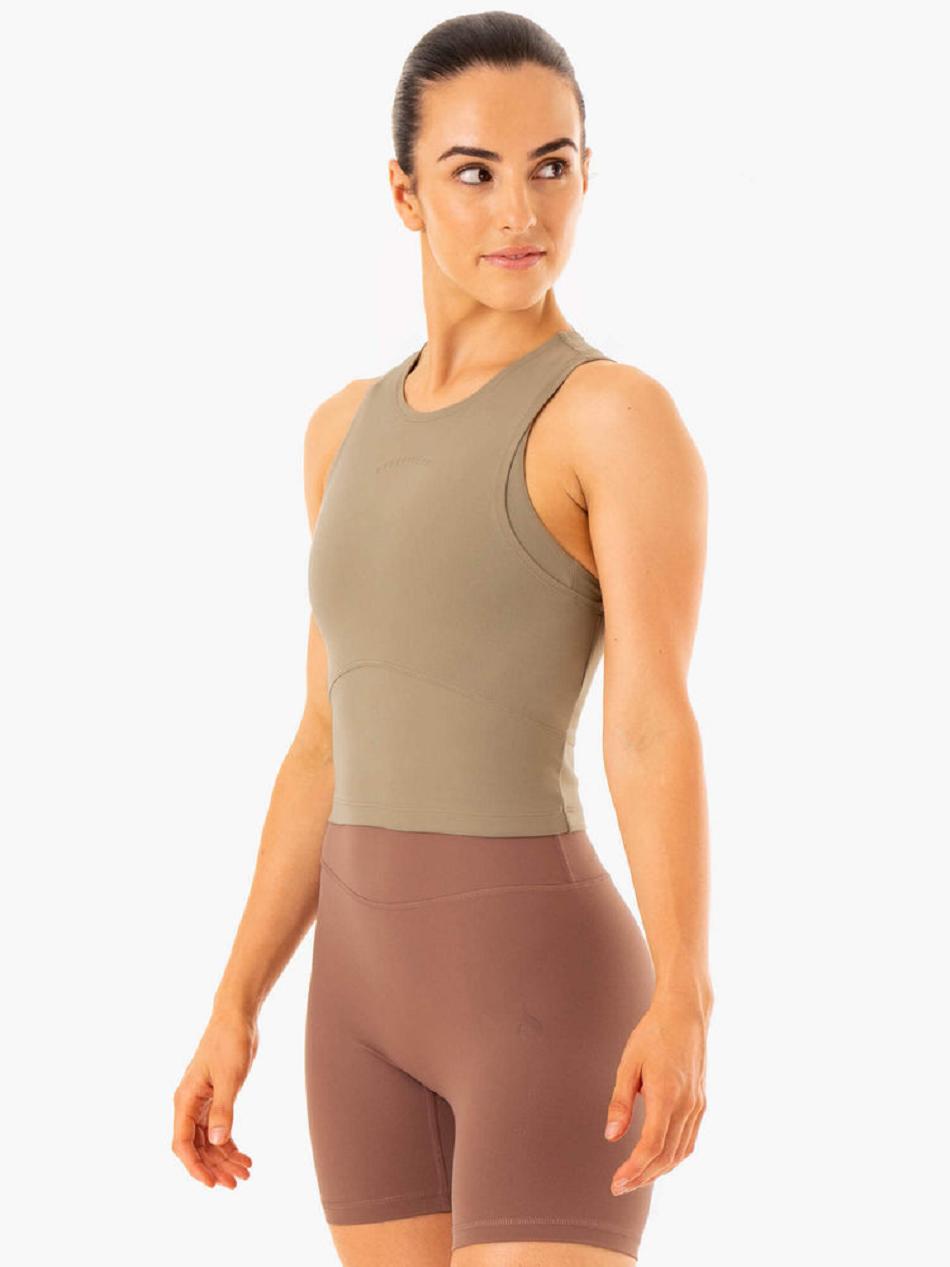 Khaki Women's Ryderwear NKD Refine Tank Top | 6Y6577320