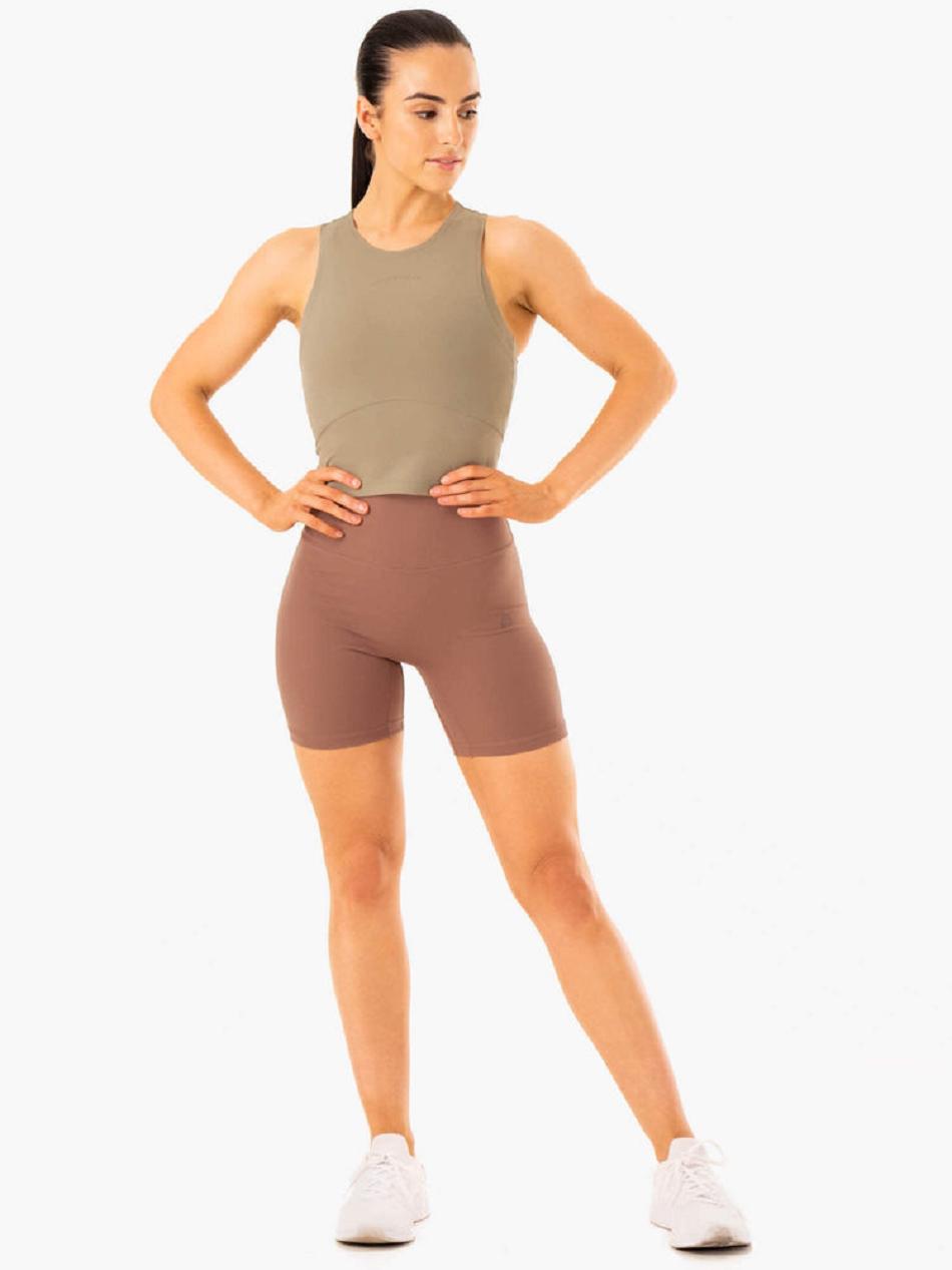 Khaki Women's Ryderwear NKD Refine Tank Top | 6Y6577320