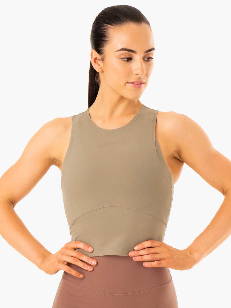 Khaki Women\'s Ryderwear NKD Refine Tank Top | 6Y6577320