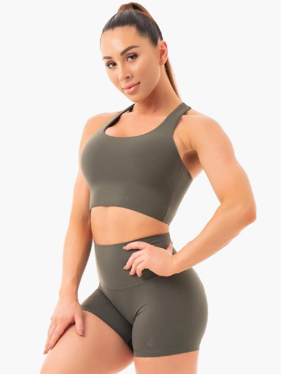 Khaki Women's Ryderwear NKD Sports Bras | YGJ68067