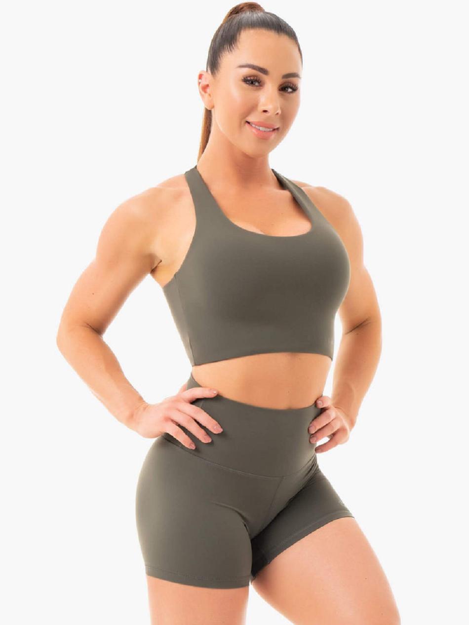 Khaki Women's Ryderwear NKD Sports Bras | YGJ68067