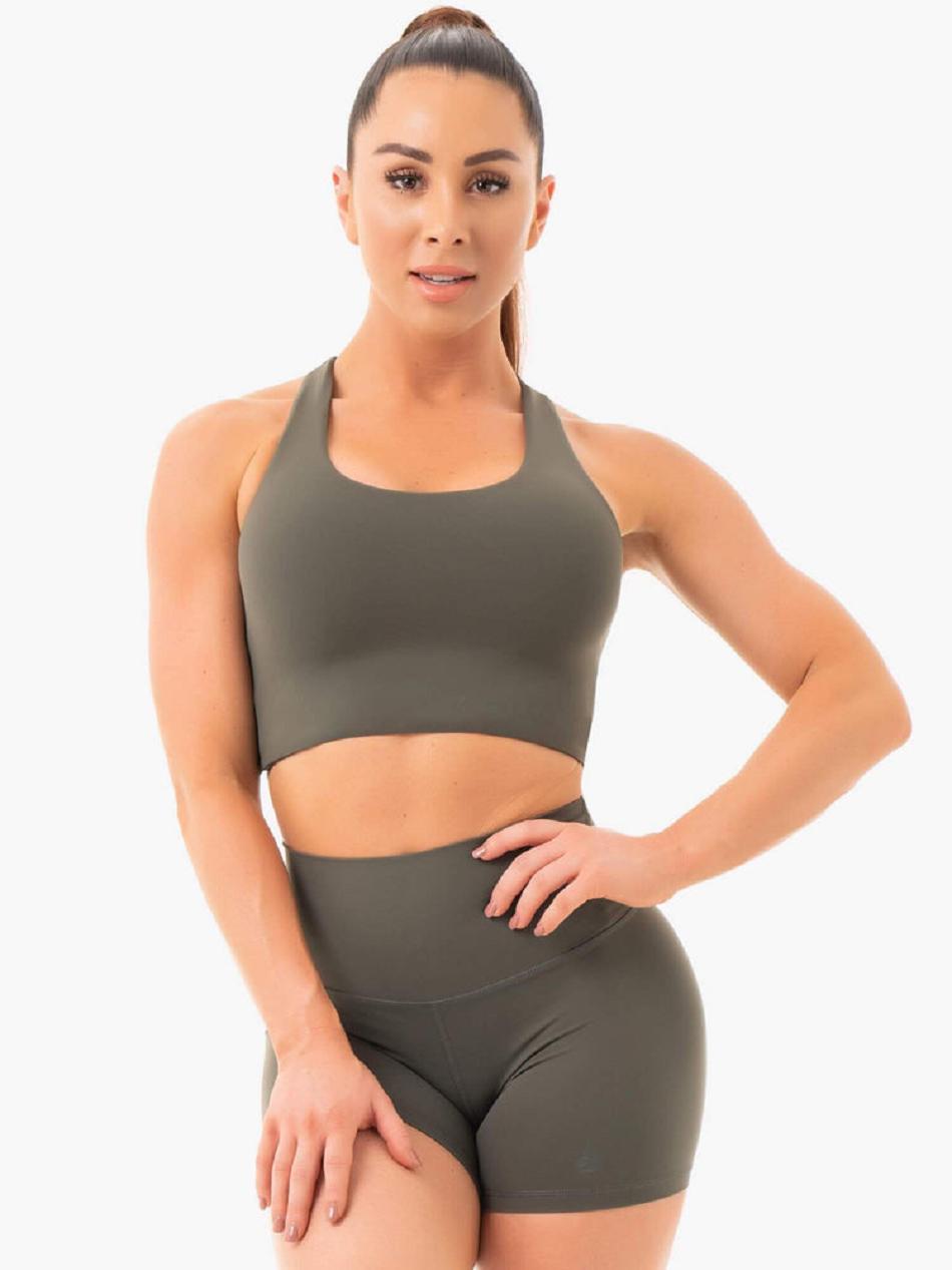 Khaki Women\'s Ryderwear NKD Sports Bras | YGJ68067