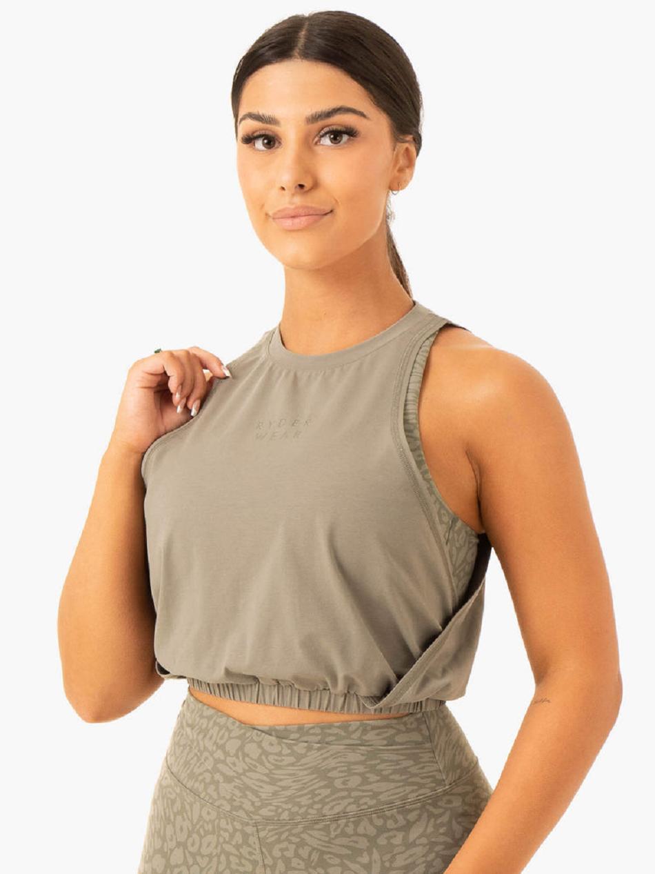 Khaki Women's Ryderwear Rotation Tank Top | MNG90465