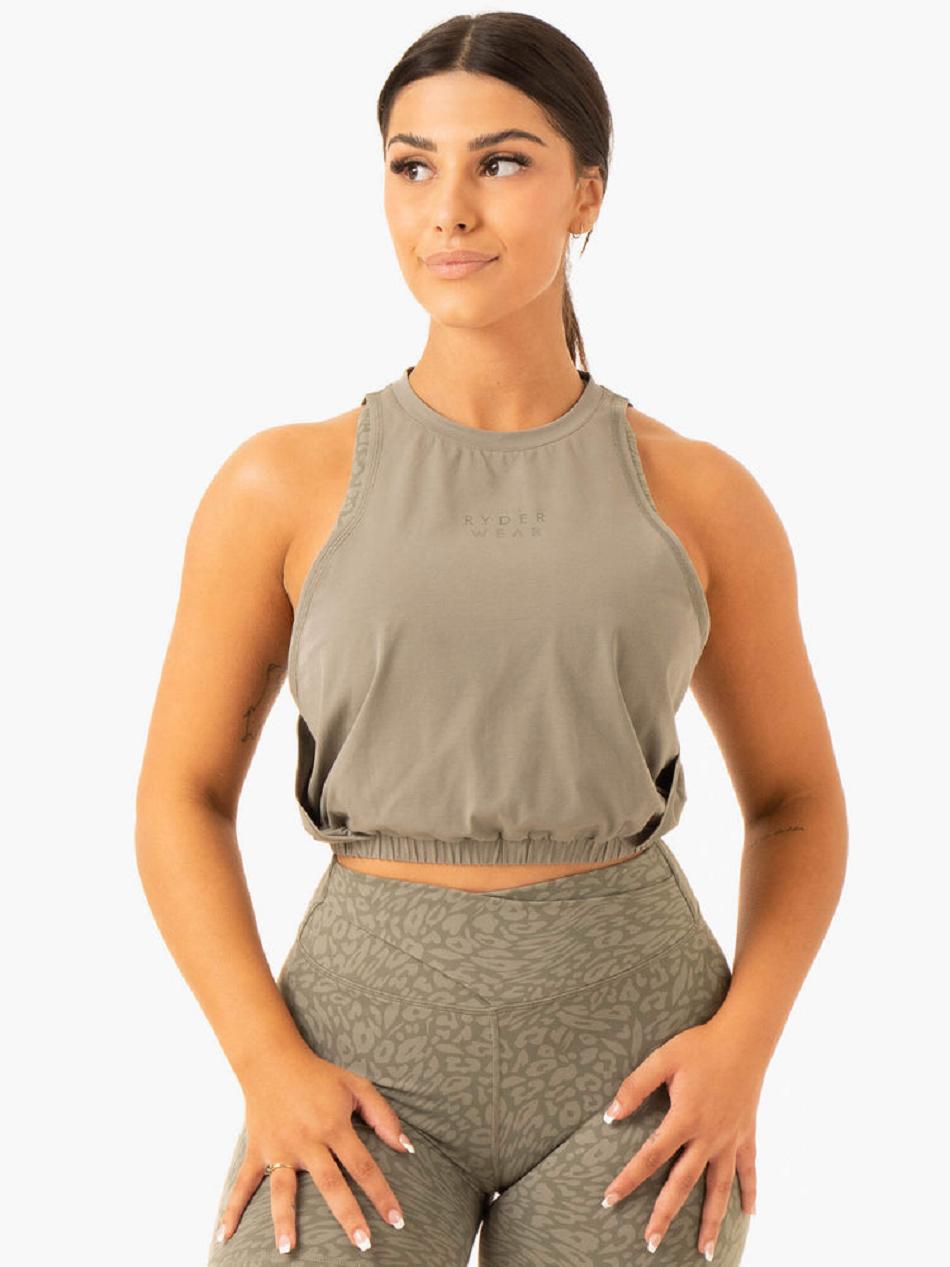 Khaki Women\'s Ryderwear Rotation Tank Top | MNG90465