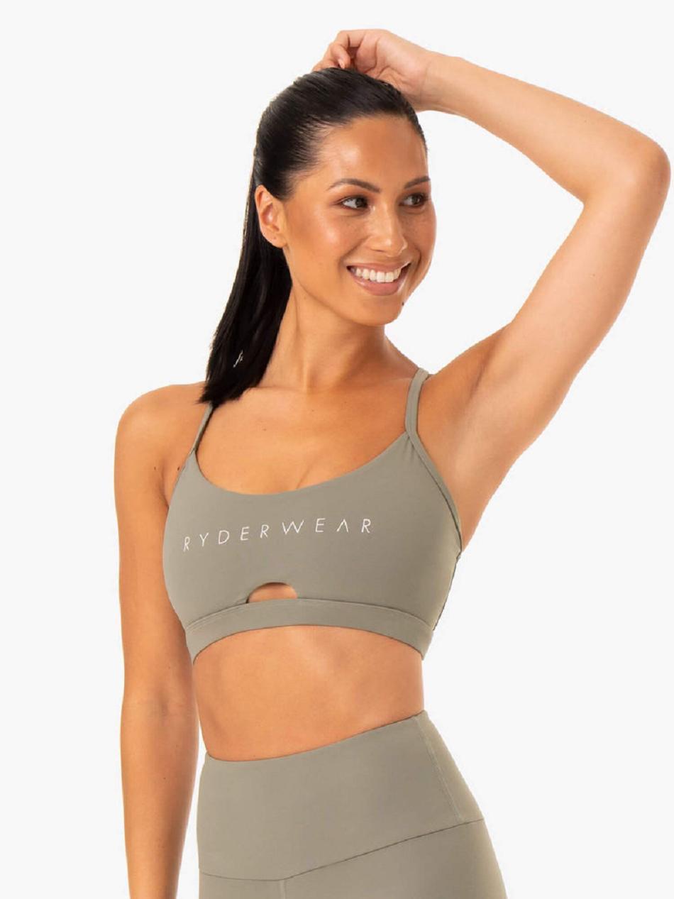 Khaki Women's Ryderwear Staples Sports Bras | 60GA57457