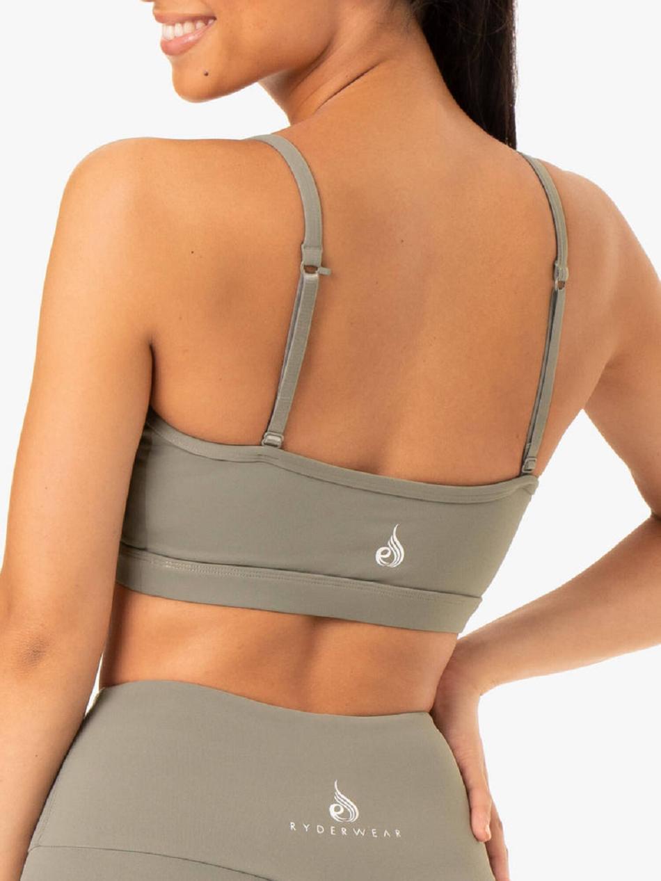 Khaki Women's Ryderwear Staples Sports Bras | 60GA57457