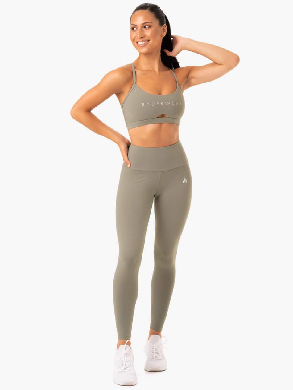 Khaki Women's Ryderwear Staples Sports Bras | 60GA57457