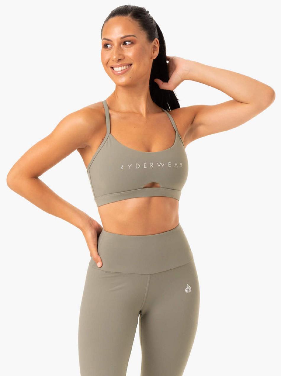 Khaki Women\'s Ryderwear Staples Sports Bras | 60GA57457