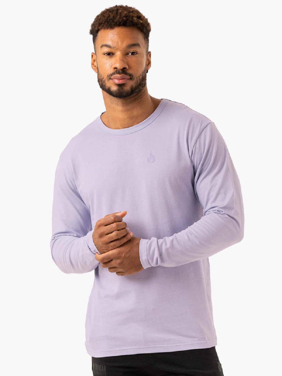 Lavender Men's Ryderwear Lift Long Sleeve T-Shirt Top | 163DF49096