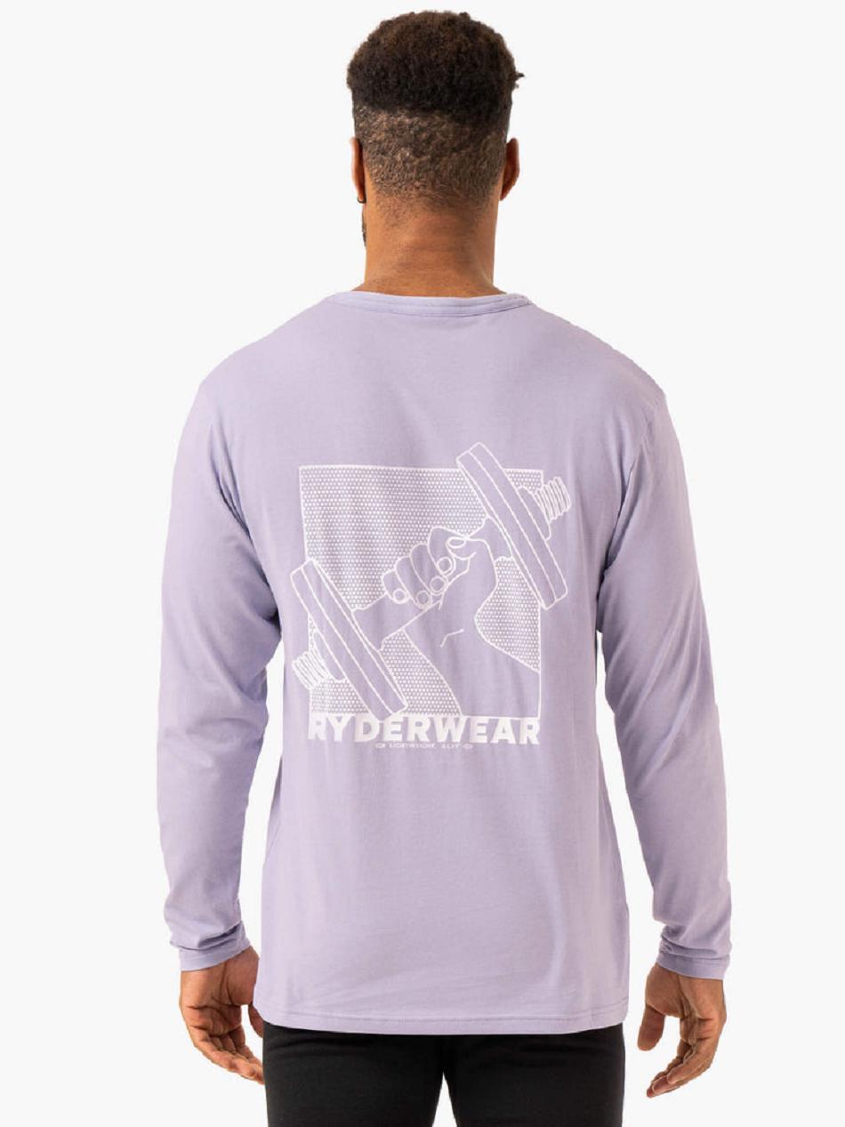 Lavender Men's Ryderwear Lift Long Sleeve T-Shirt Top | 163DF49096