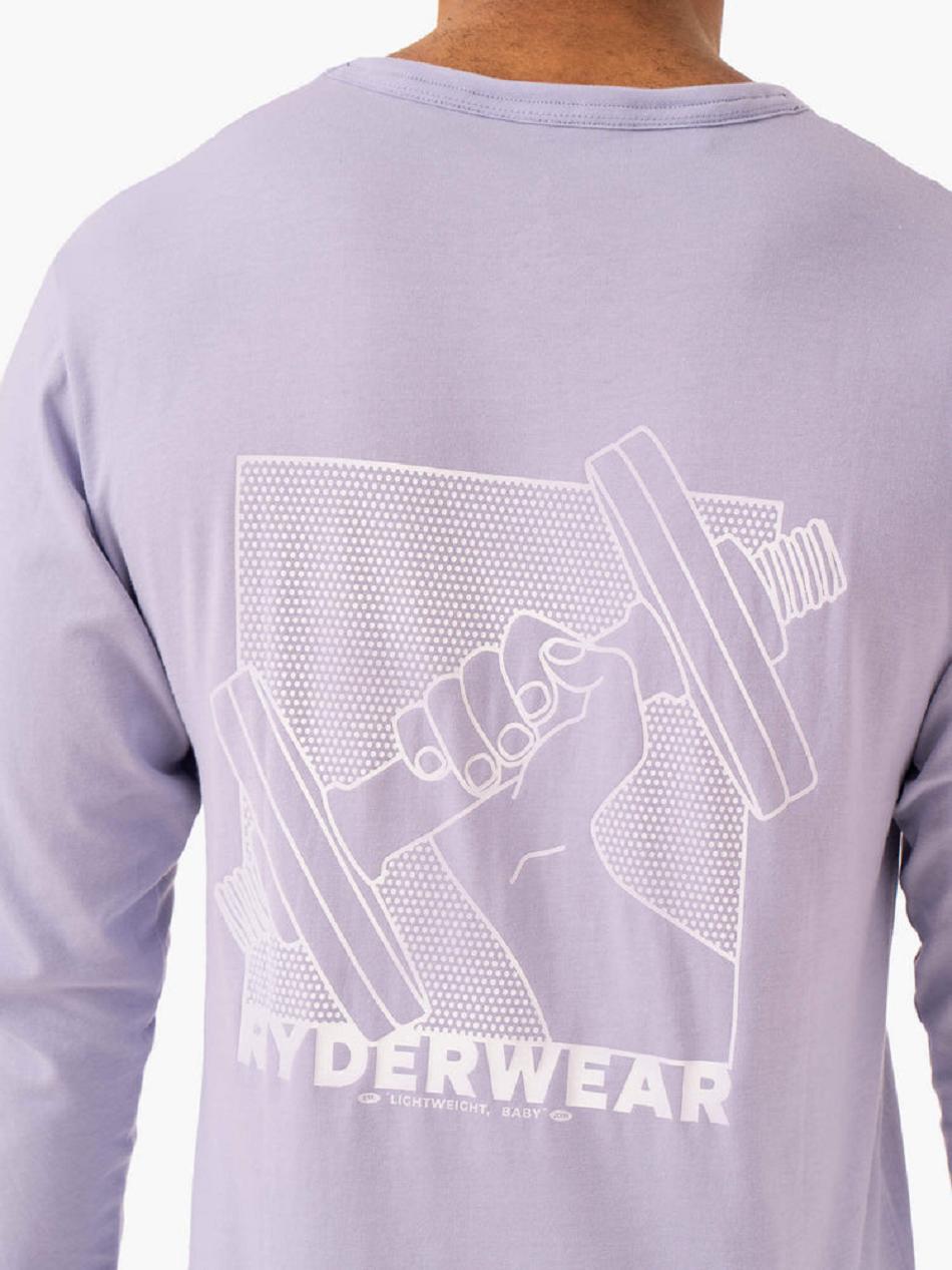 Lavender Men's Ryderwear Lift Long Sleeve T-Shirt Top | 163DF49096