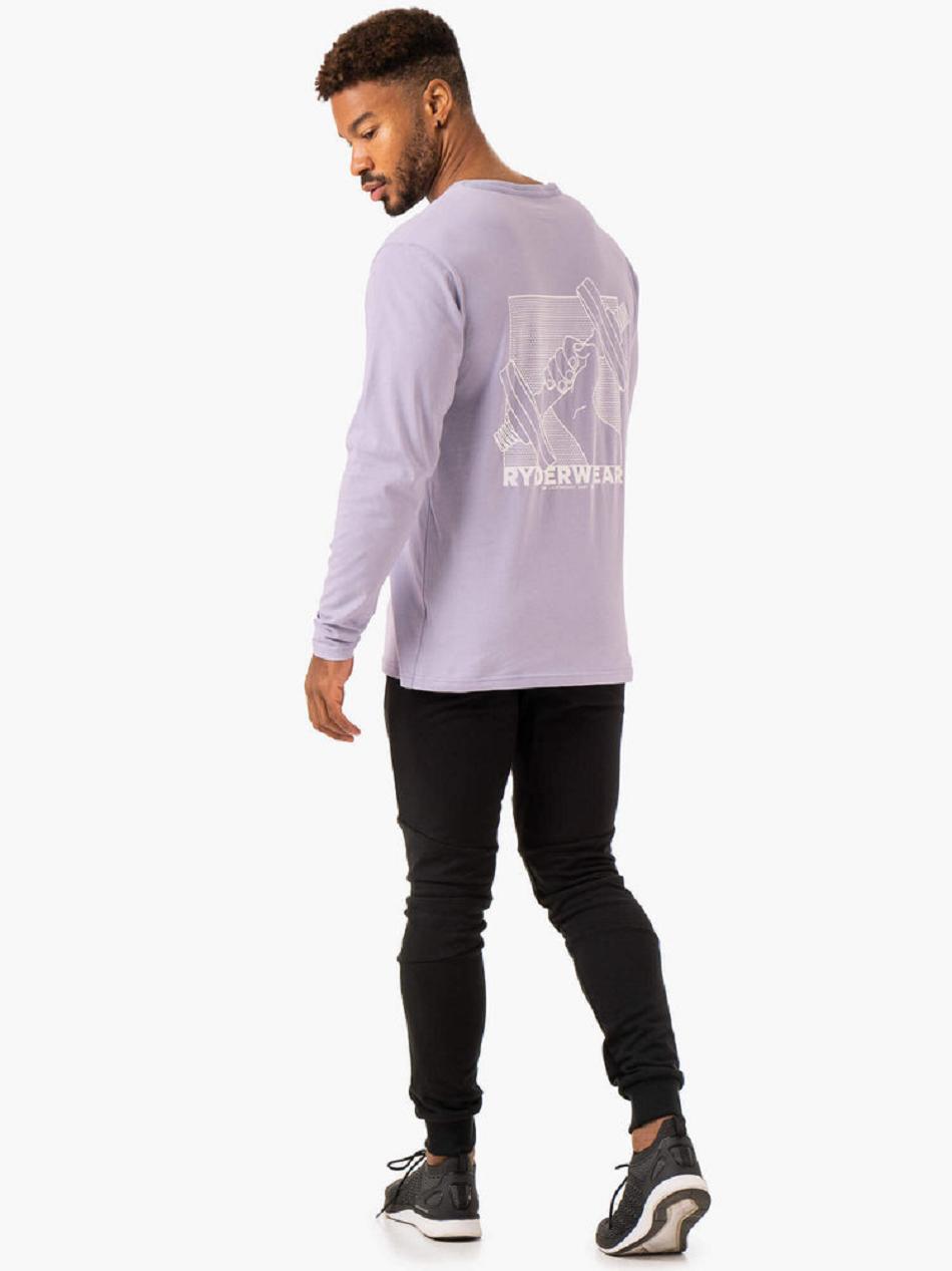 Lavender Men's Ryderwear Lift Long Sleeve T-Shirt Top | 163DF49096