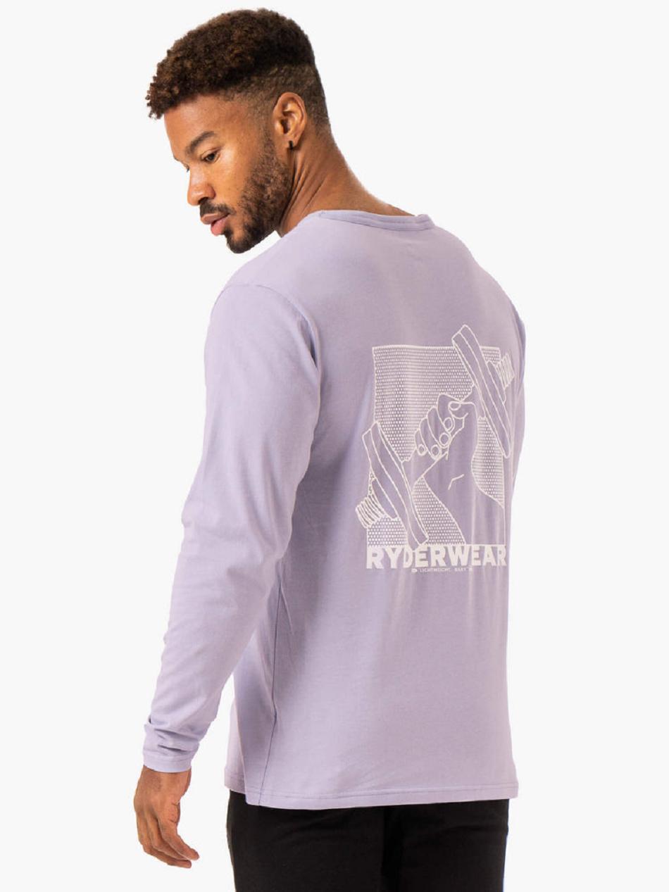 Lavender Men\'s Ryderwear Lift Long Sleeve T-Shirt Top | 163DF49096