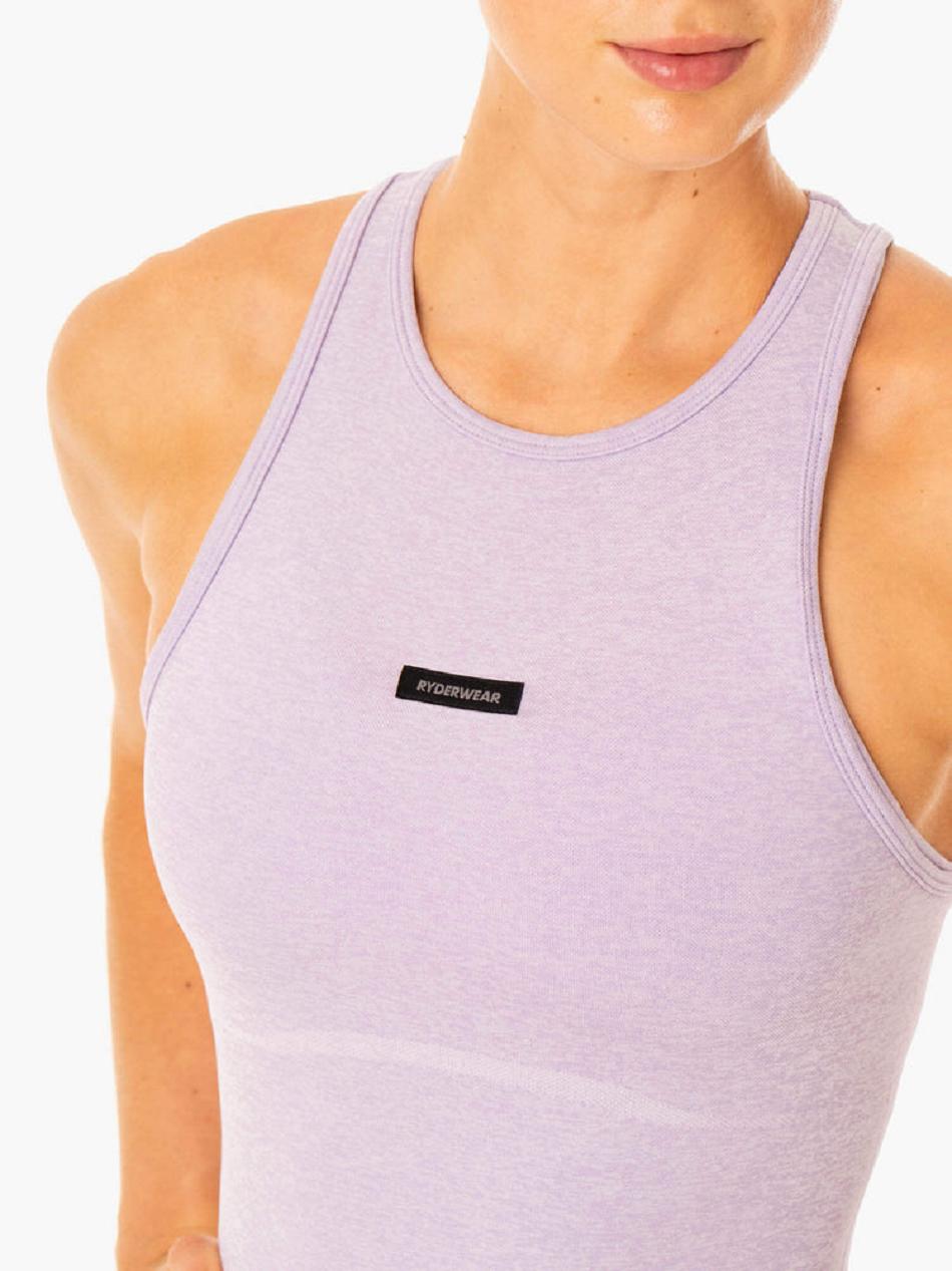 Lavender Women's Ryderwear Excel Mid Length Tank Seamless | 609Y22447