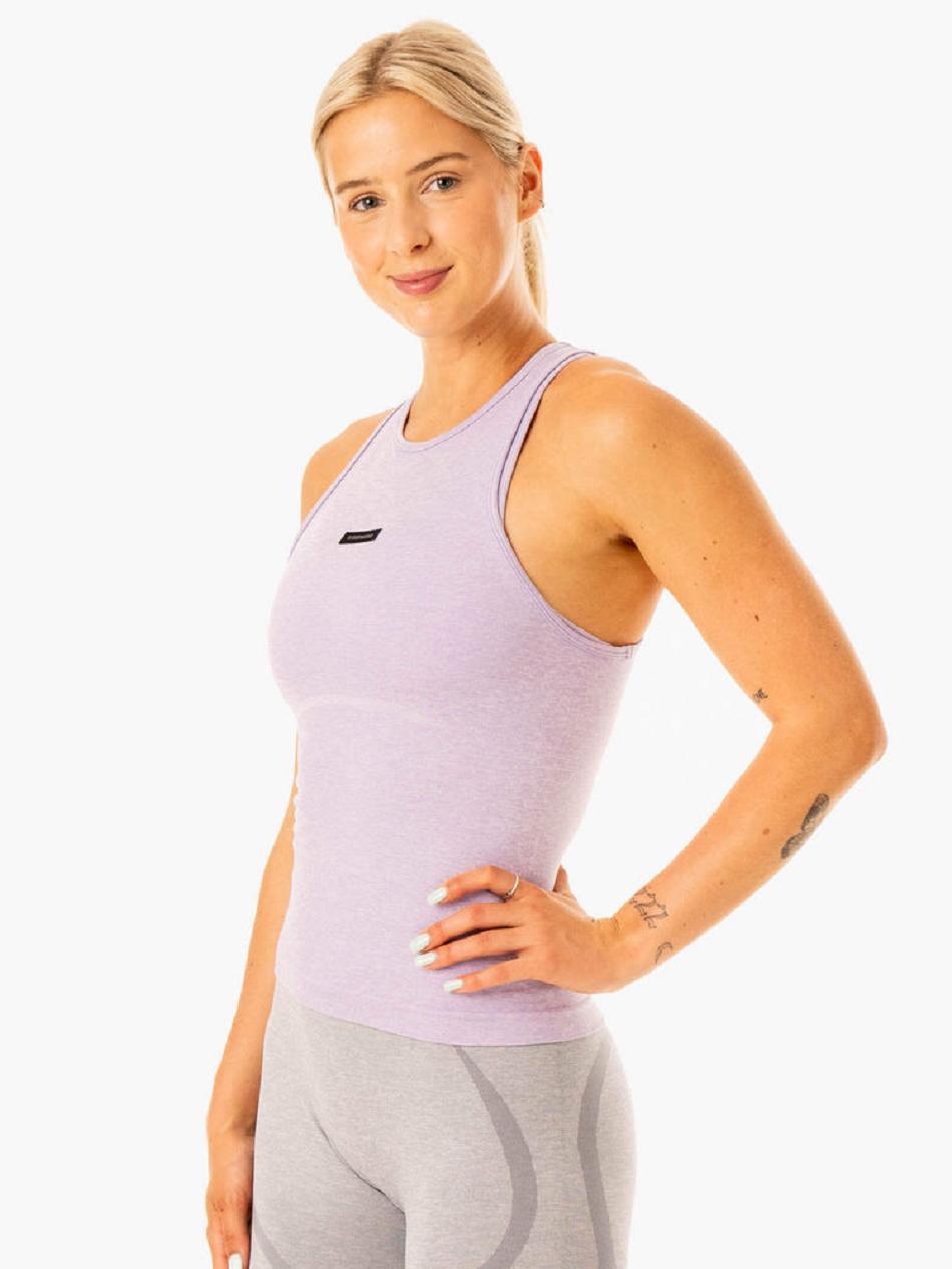 Lavender Women's Ryderwear Excel Mid Length Tank Seamless | 609Y22447