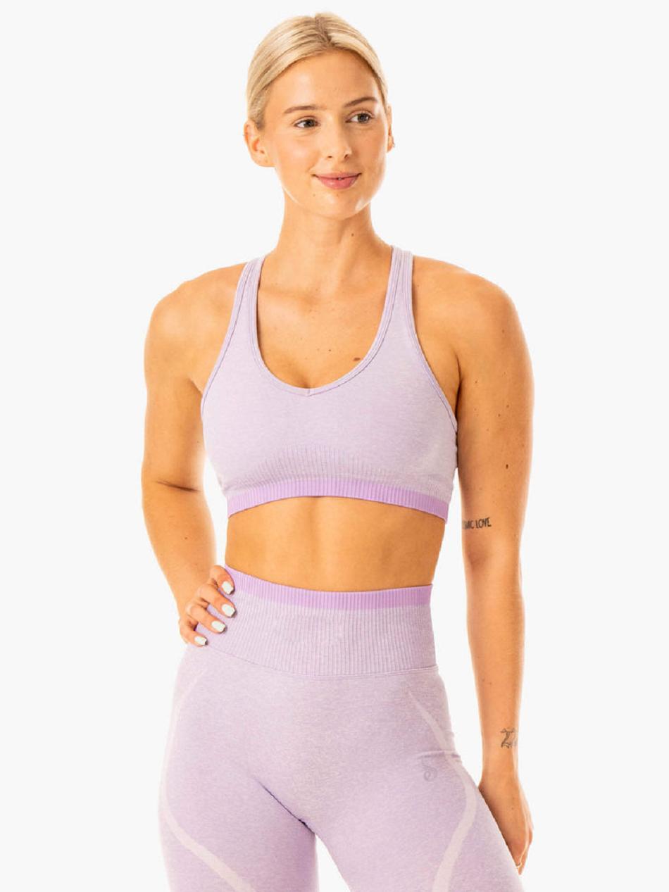 Lavender Women's Ryderwear Excel Seamless Sports Bras | 57HF35412