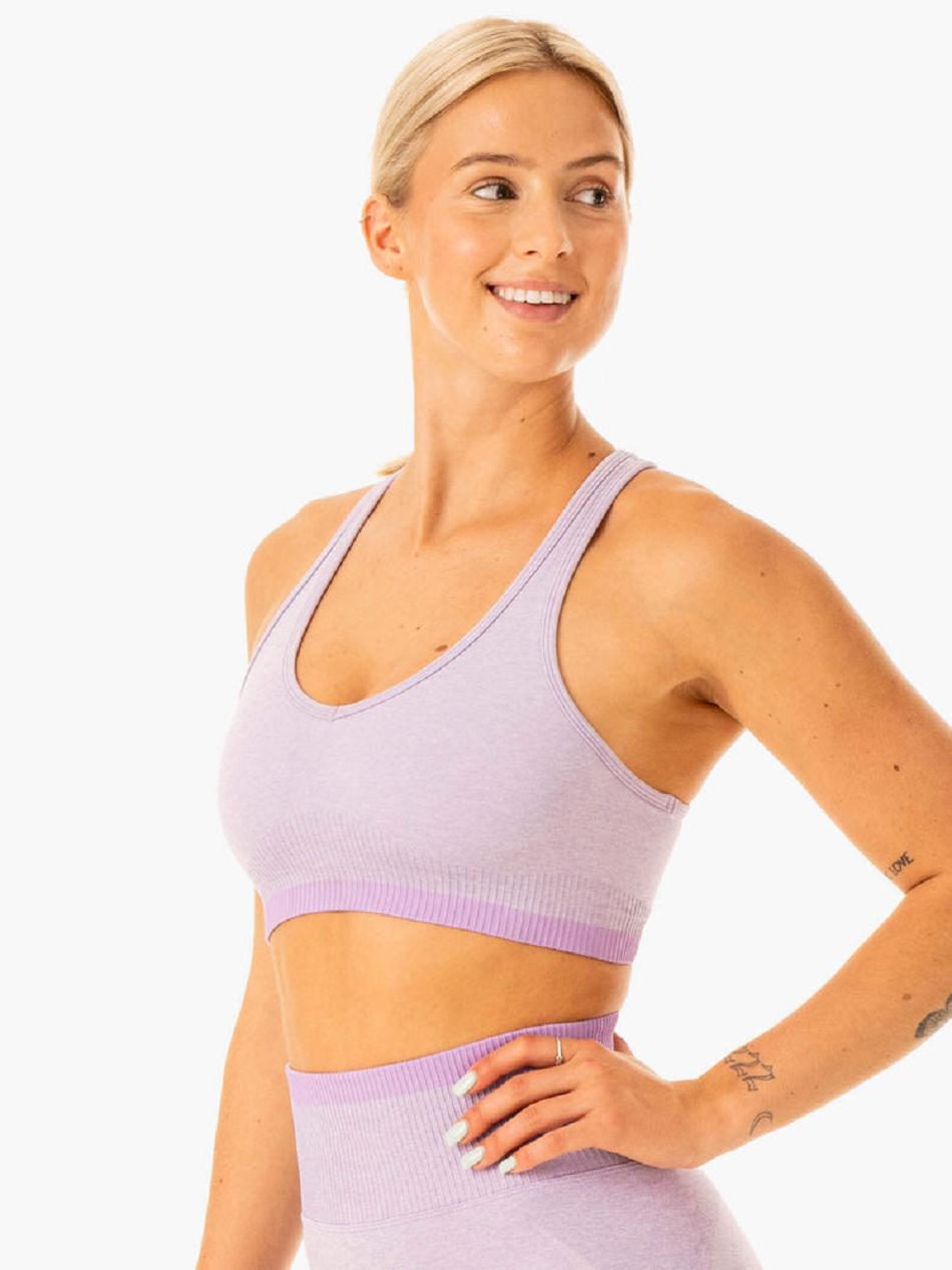 Lavender Women's Ryderwear Excel Seamless Sports Bras | 57HF35412