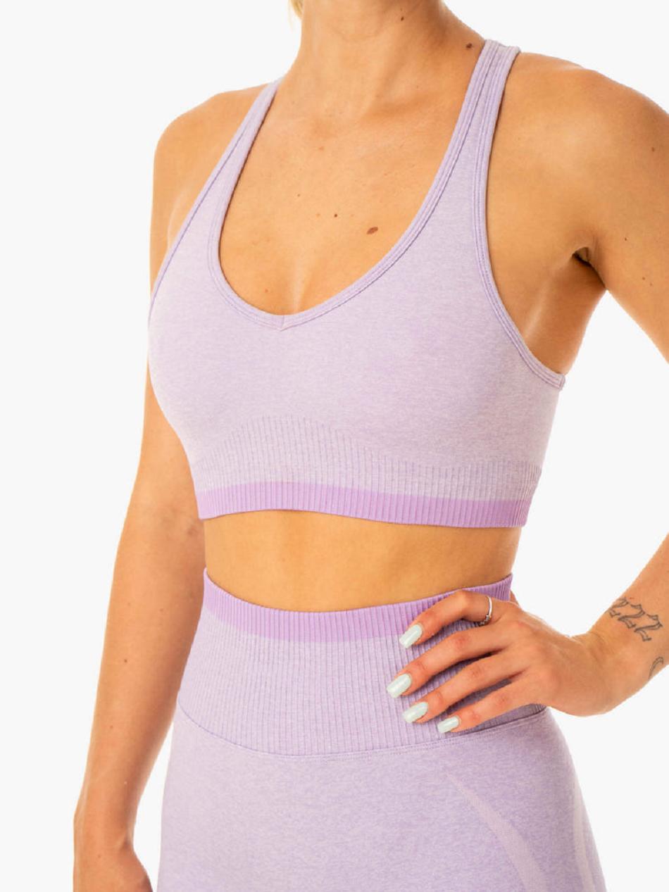 Lavender Women's Ryderwear Excel Seamless Sports Bras | 57HF35412