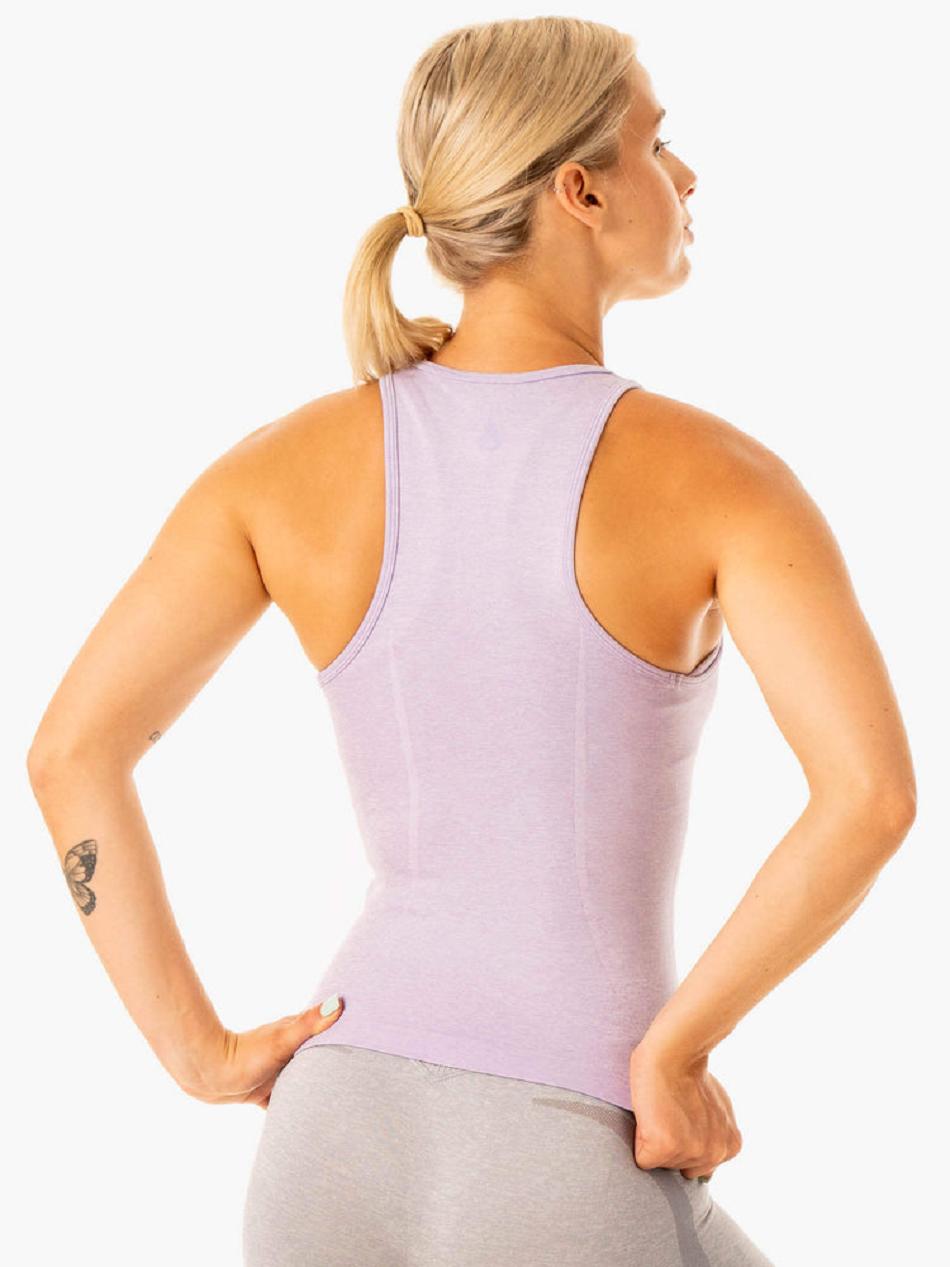 Lavender Women's Ryderwear Excel Seamless Mid Length Tanks | 66RT52748