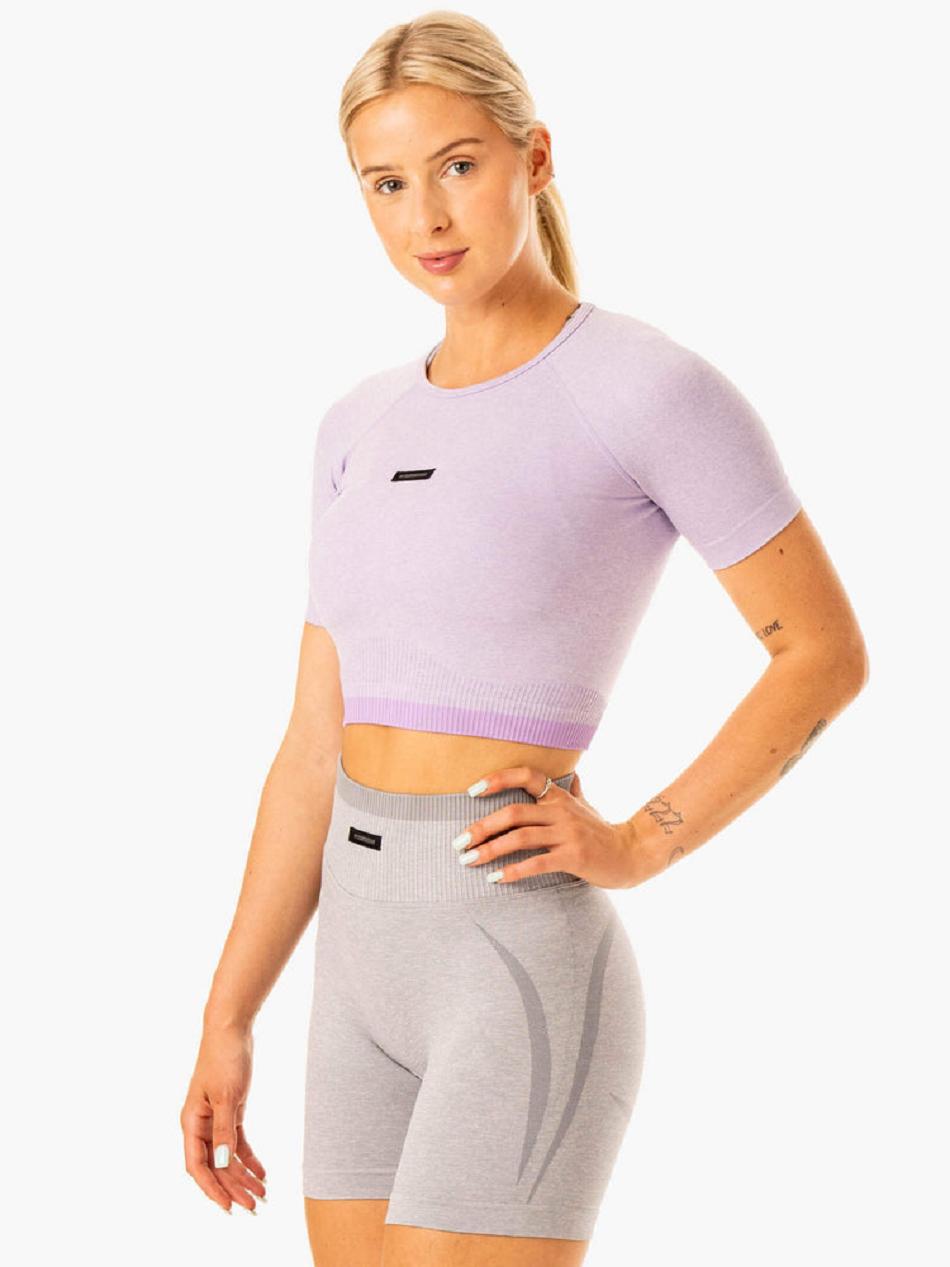 Lavender Women's Ryderwear Excel Seamless T-shirt | 73JF58795