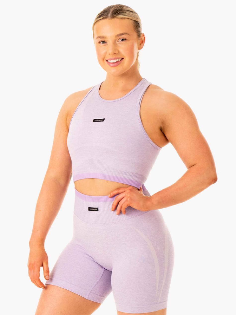 Lavender Women's Ryderwear Excel Seamless Tanks | DS6565688