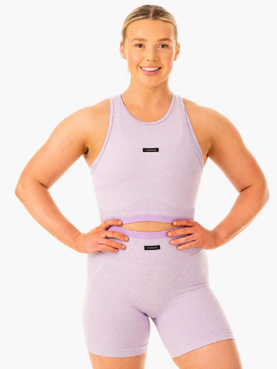 Lavender Women's Ryderwear Excel Seamless Tanks | DS6565688