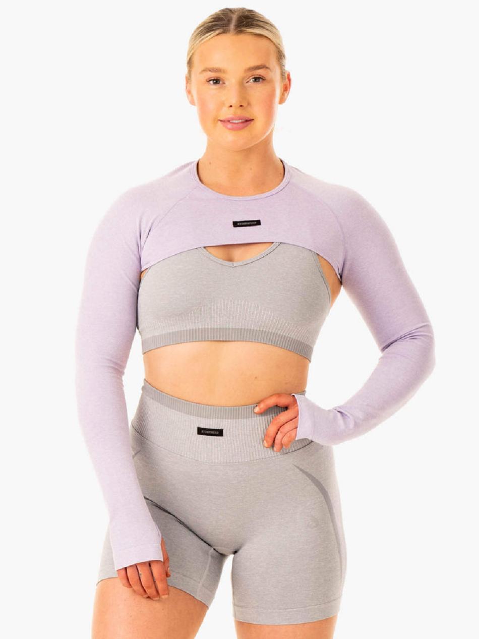 Lavender Women's Ryderwear Excel Seamless Super Crop Top | FR6151043