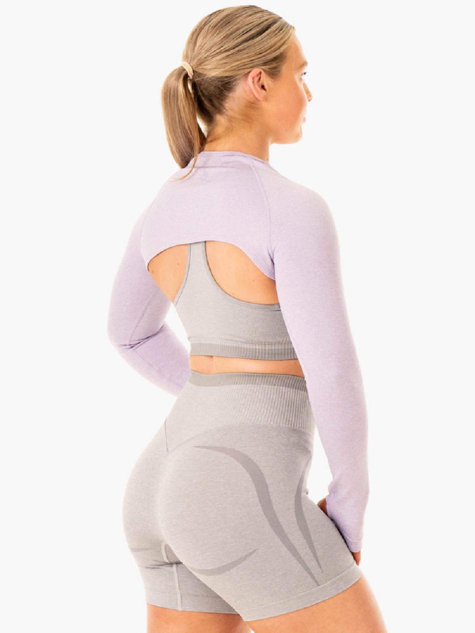 Lavender Women's Ryderwear Excel Seamless Super Crop Top | FR6151043