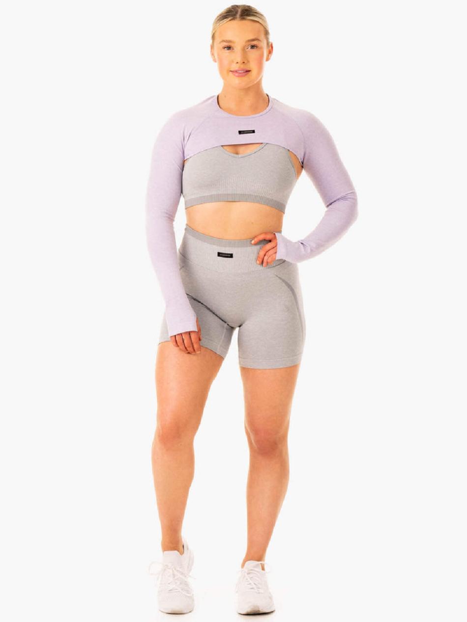 Lavender Women's Ryderwear Excel Seamless Super Crop Top | FR6151043