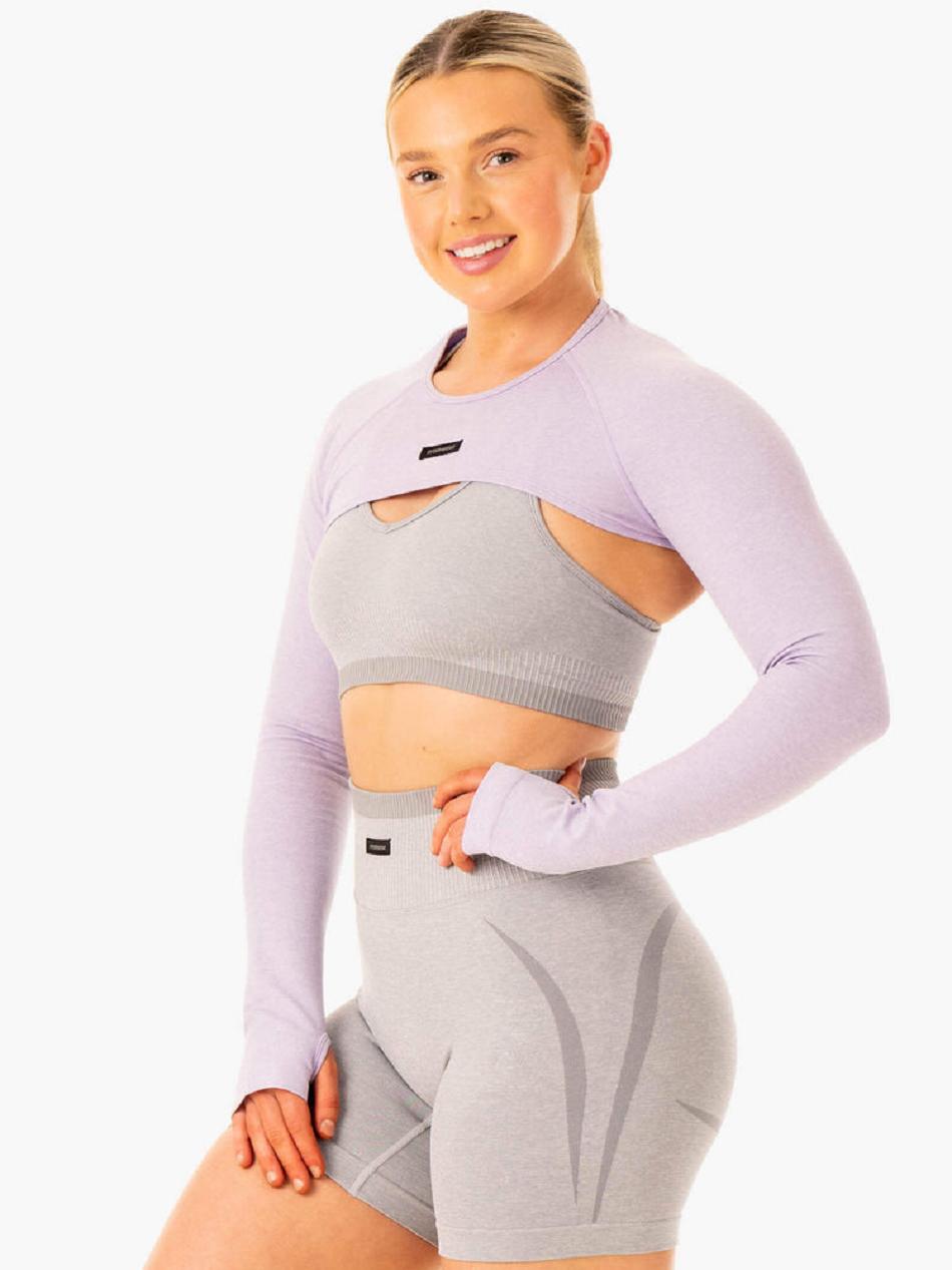 Lavender Women\'s Ryderwear Excel Seamless Super Crop Top | FR6151043