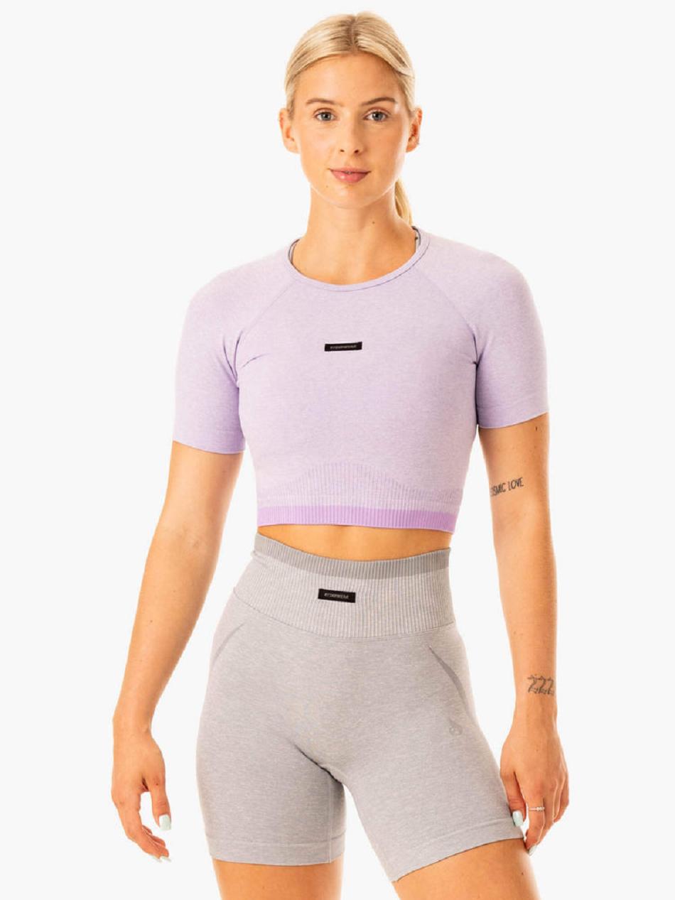 Lavender Women\'s Ryderwear Excel Seamless T-Shirt Top | G5B23572