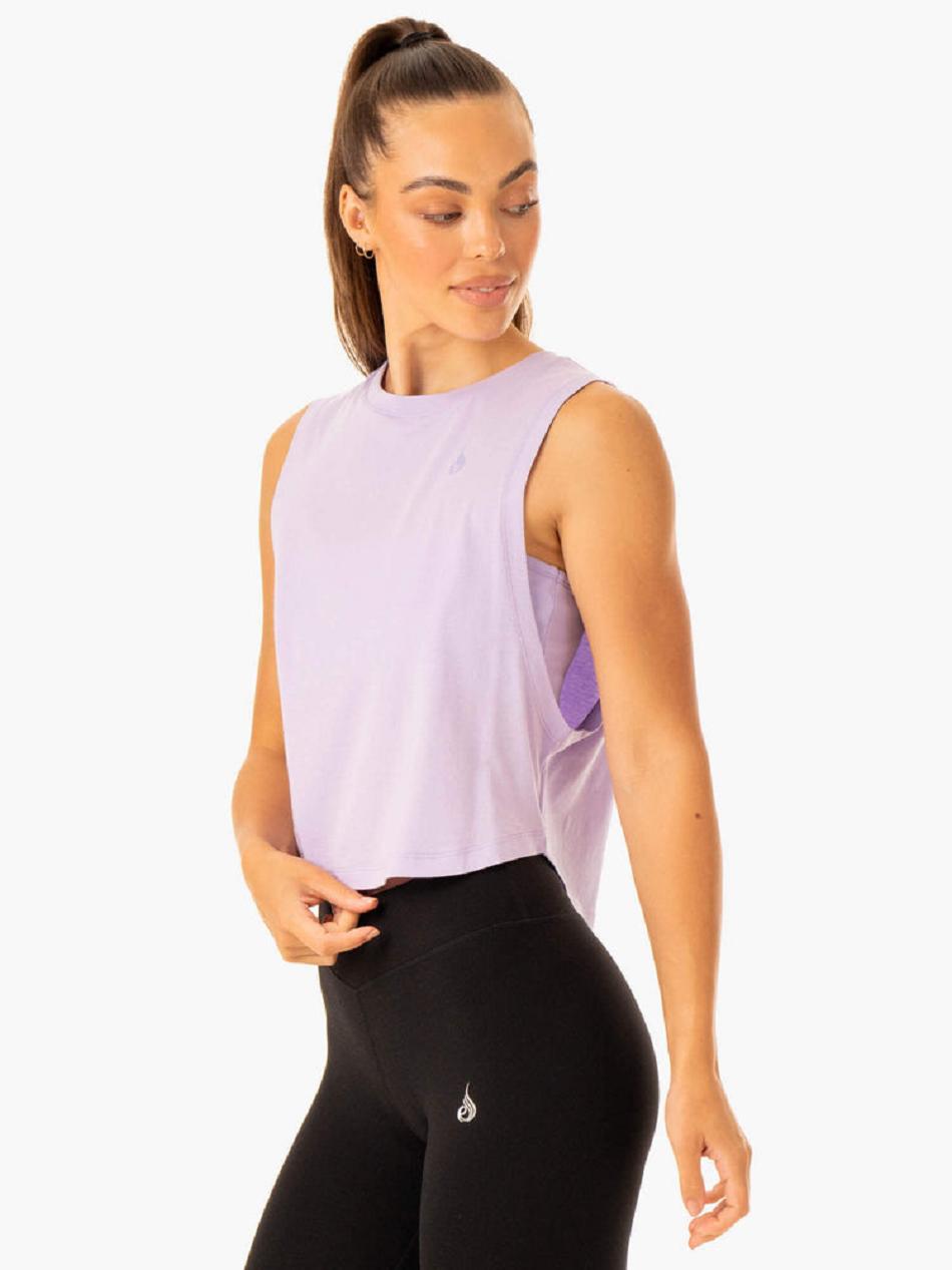 Lavender Women's Ryderwear Flow Scoop Tank Top | 5G6147406