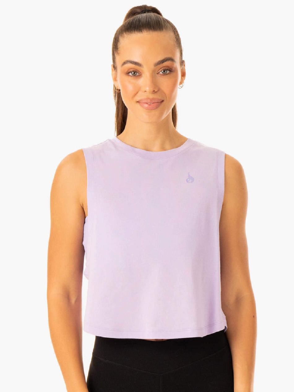 Lavender Women\'s Ryderwear Flow Scoop Tank Top | 5G6147406