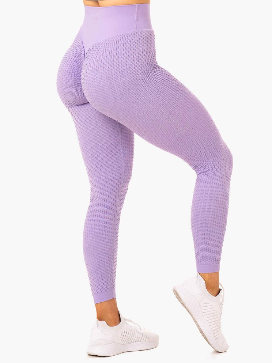 Lavender Women's Ryderwear Honeycomb Scrunch Leggings Seamless | 49GA98882