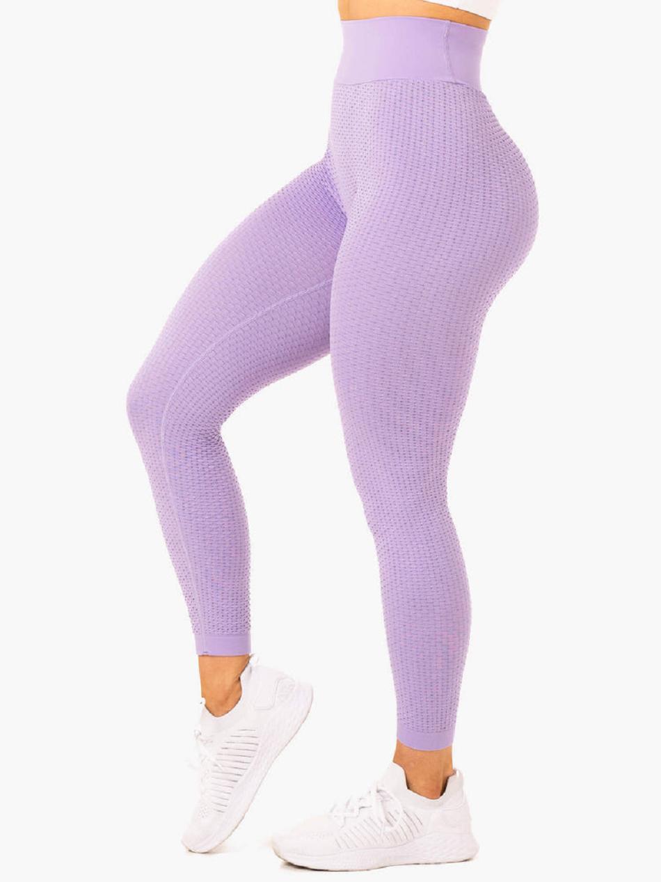 Lavender Women's Ryderwear Honeycomb Scrunch Leggings Seamless | 49GA98882