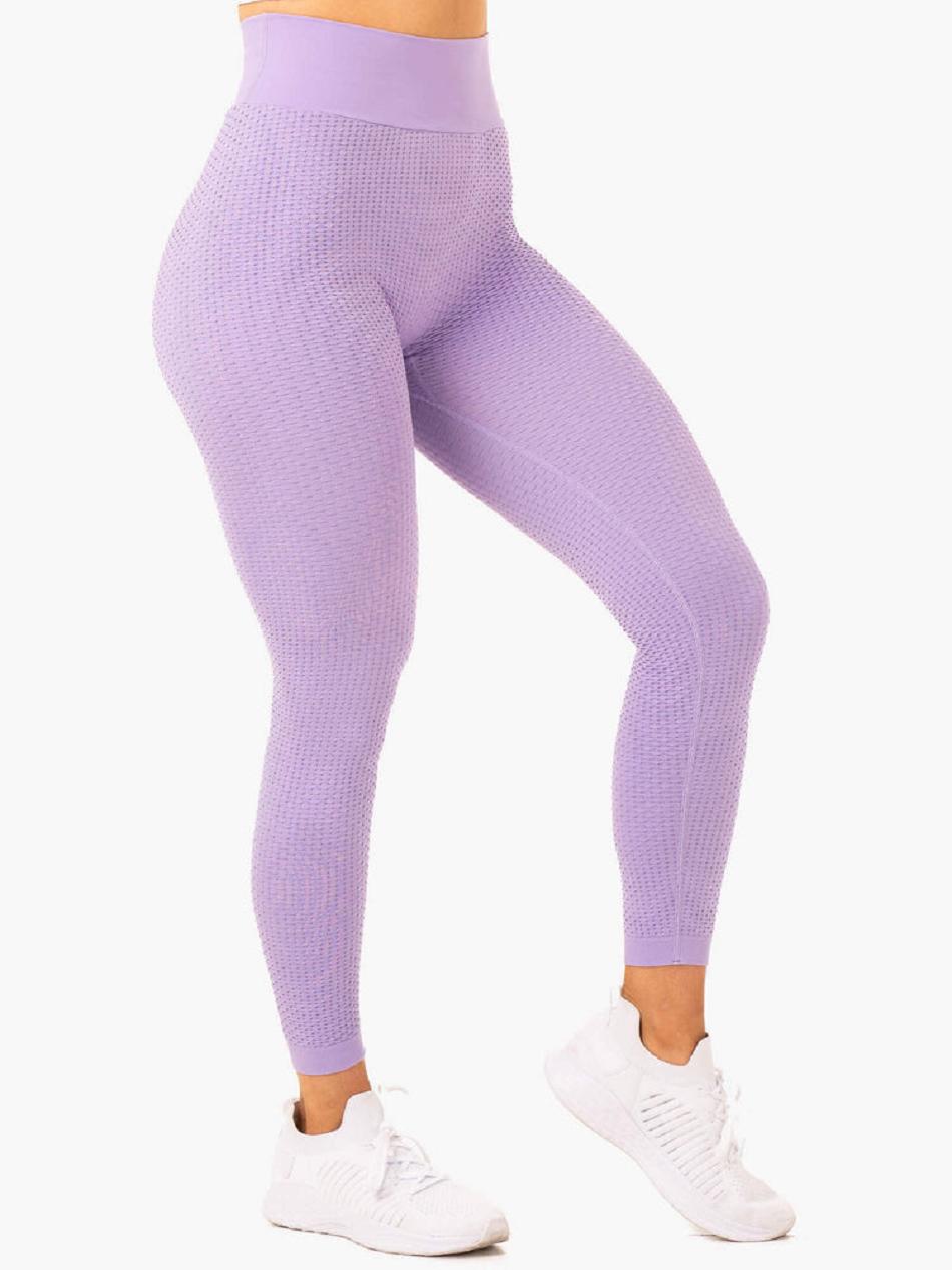 Lavender Women's Ryderwear Honeycomb Scrunch Leggings Seamless | 49GA98882