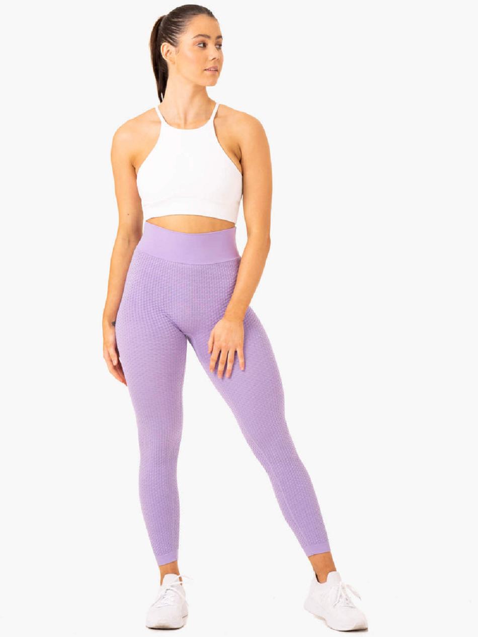 Lavender Women's Ryderwear Honeycomb Scrunch Leggings Seamless | 49GA98882