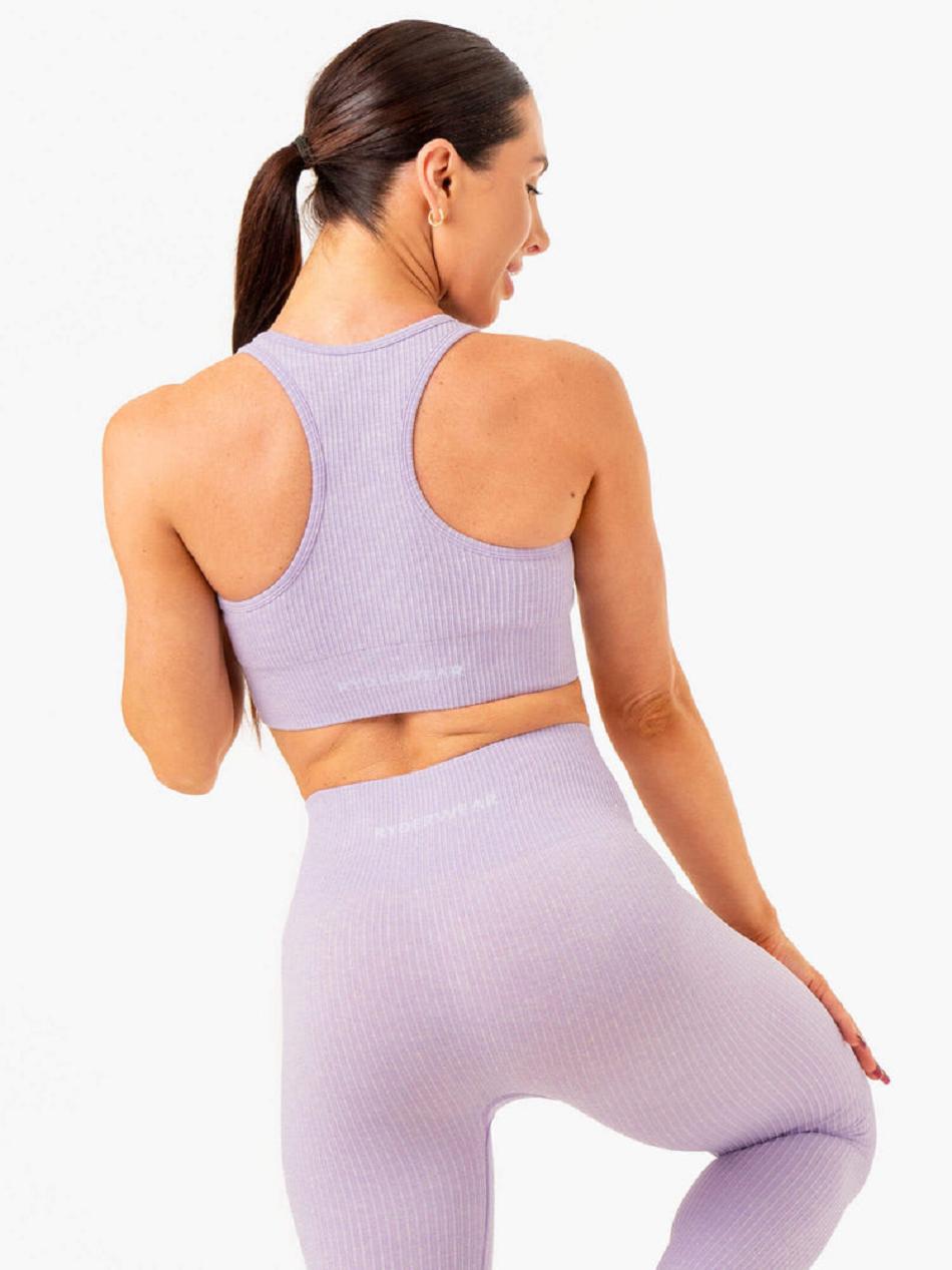 Lavender Women's Ryderwear Rib Seamless Sports Bras | 55FV72527