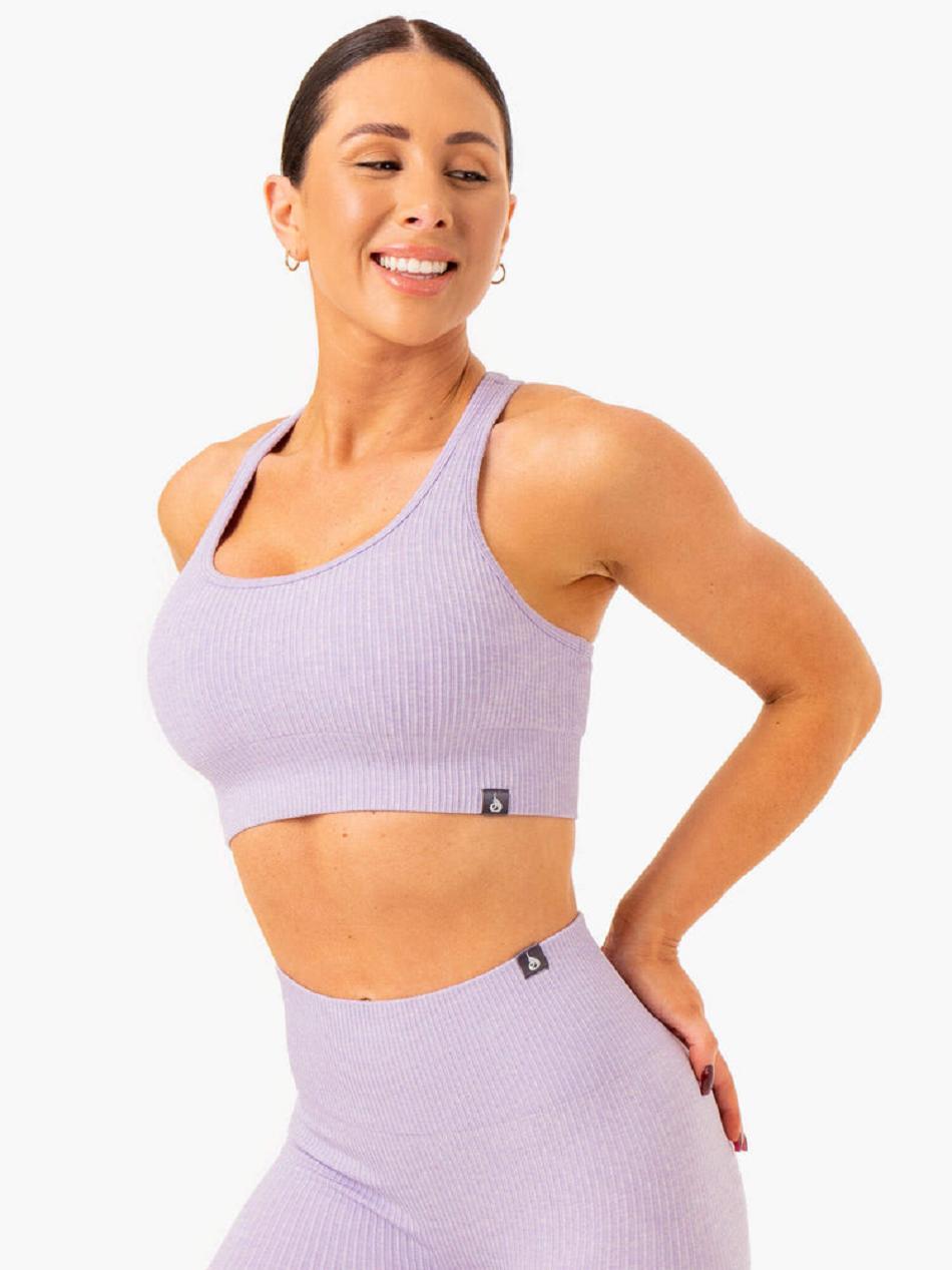 Lavender Women's Ryderwear Rib Seamless Sports Bras | 55FV72527