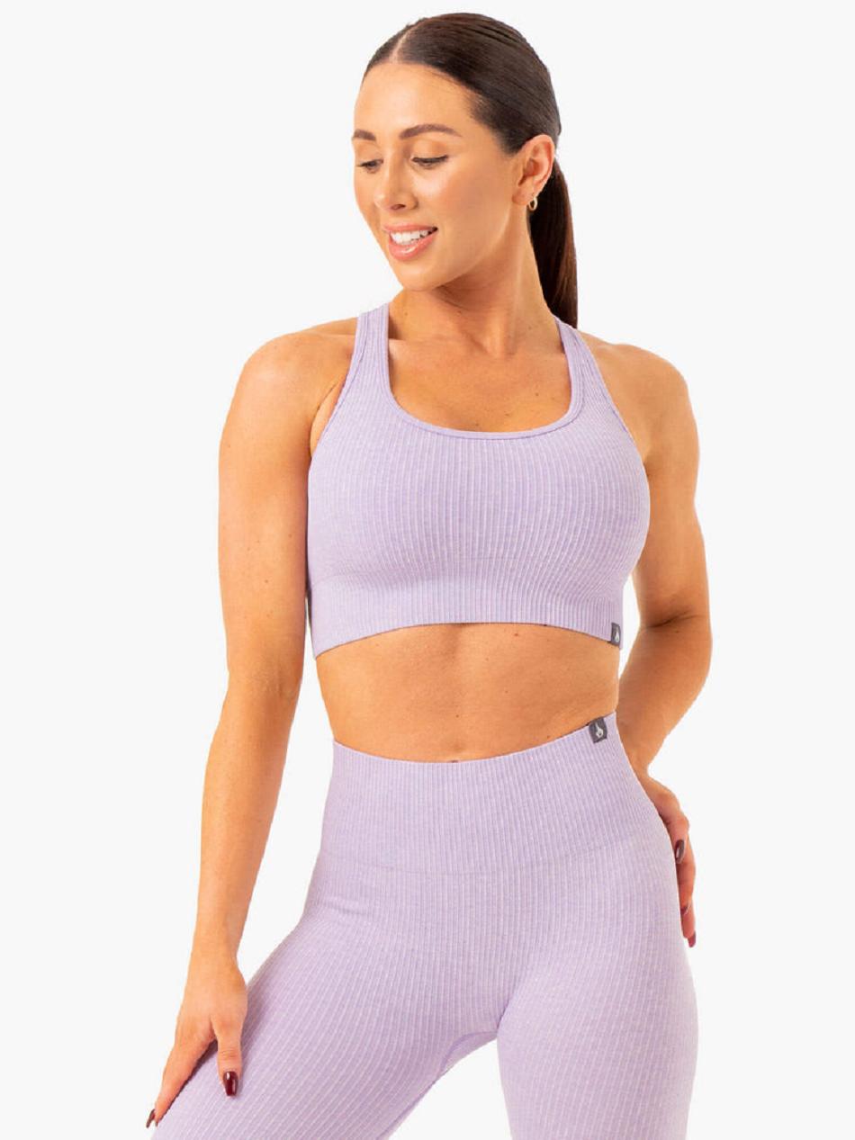 Lavender Women\'s Ryderwear Rib Seamless Sports Bras | 55FV72527