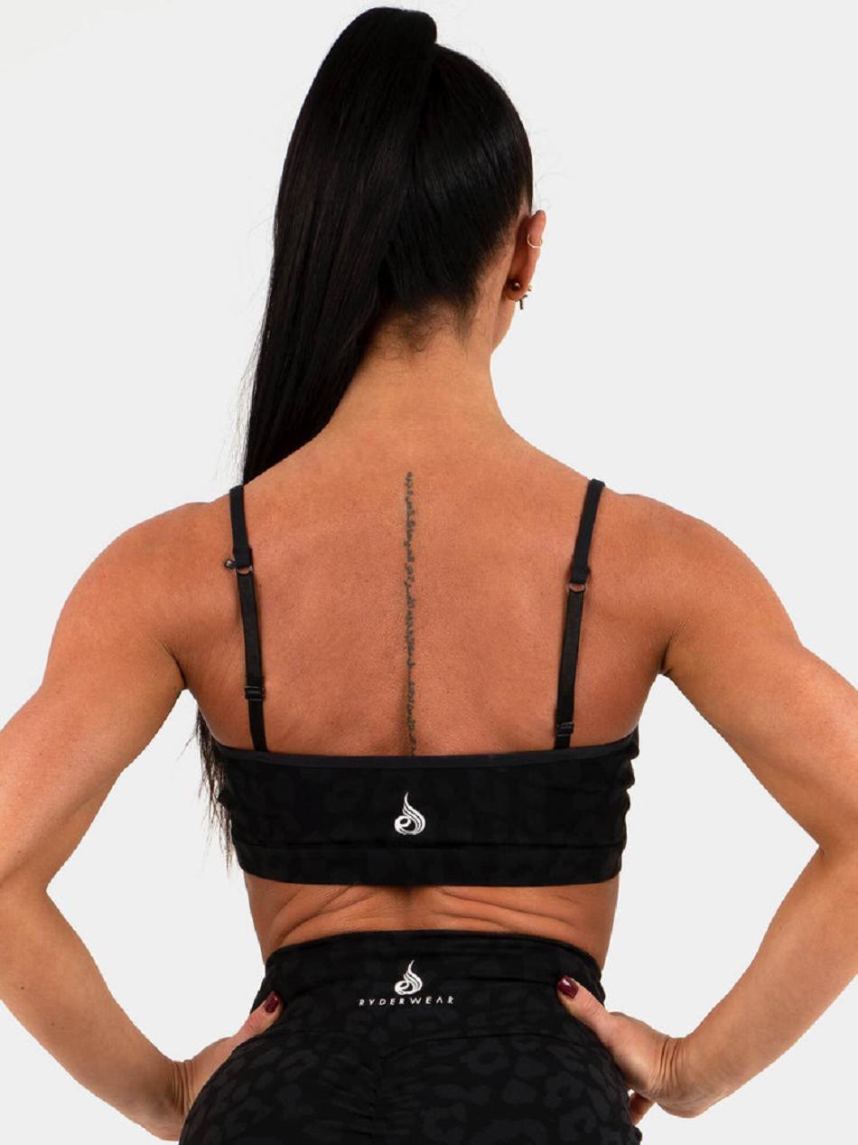 Leopard / Black Women's Ryderwear Animal Sports Bras | 96S87865