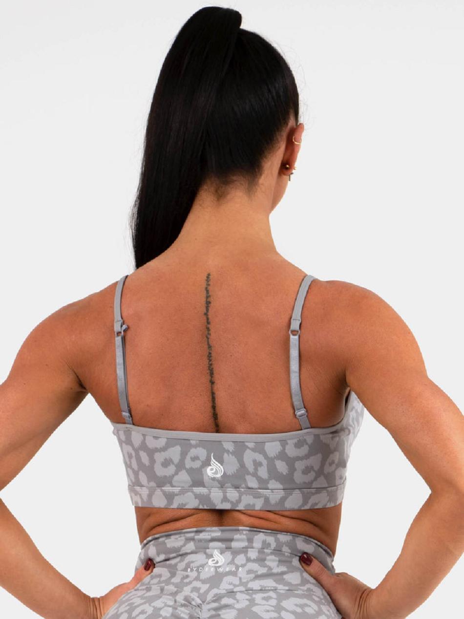 Leopard / Grey Women's Ryderwear Animal Sports Bras | XG5955850